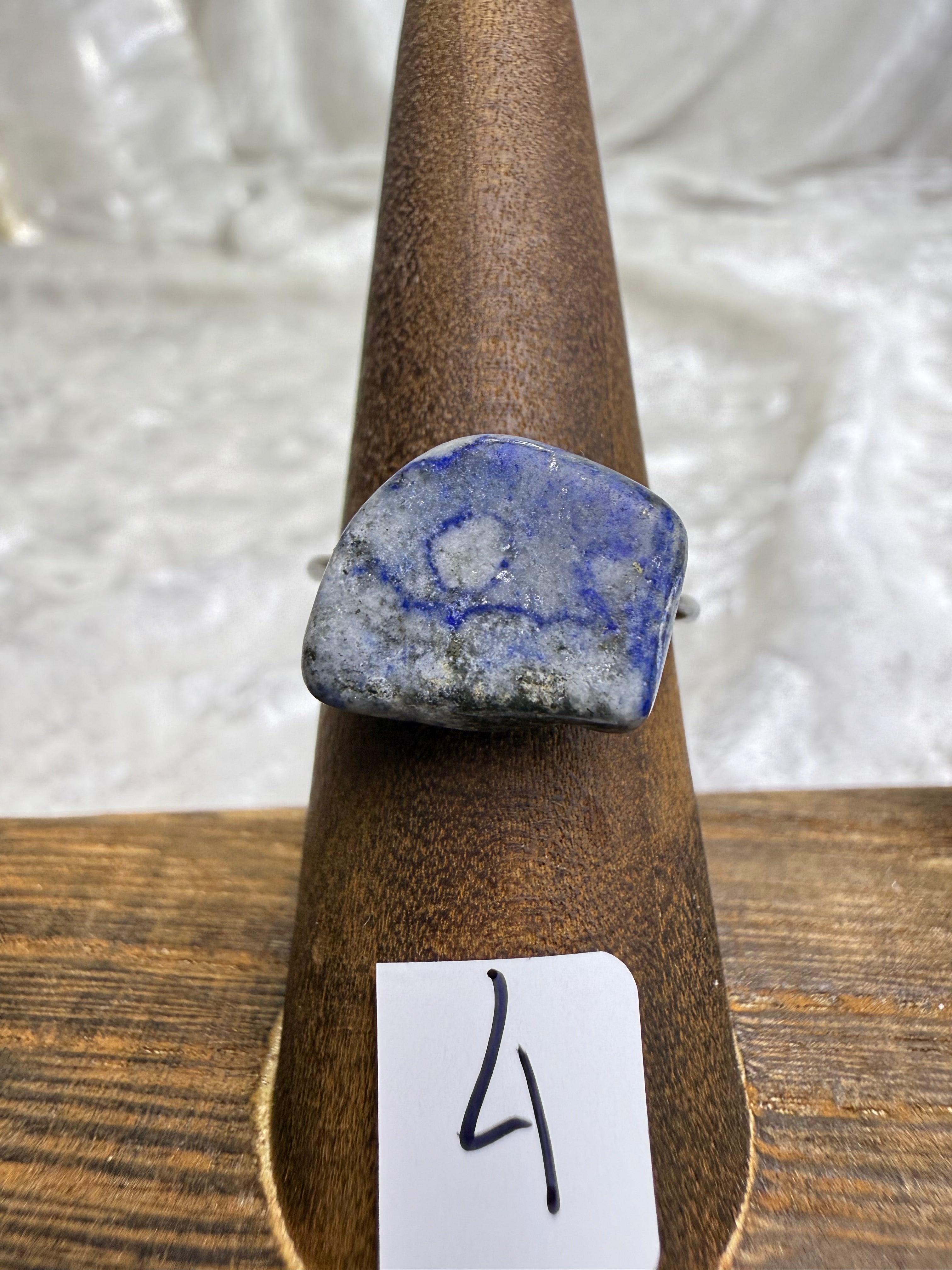 One-of-a-Kind Raw Lapis Lazuli Ring #4 | Handmade Adjustable Hypoallergenic Crystal Jewelry