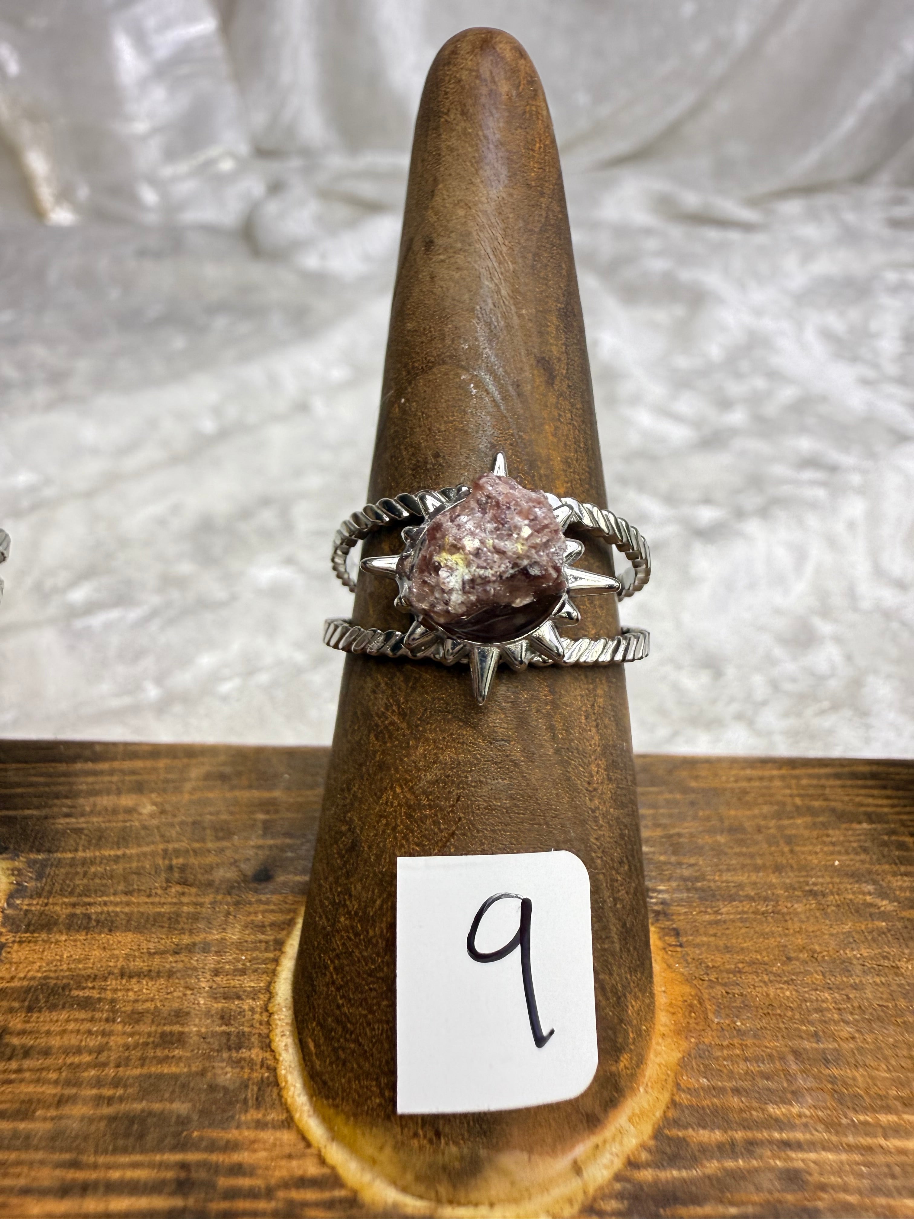 One-of-a-Kind Raw Lepidolite Ring #9 | Handmade Adjustable Hypoallergenic Crystal Jewelry