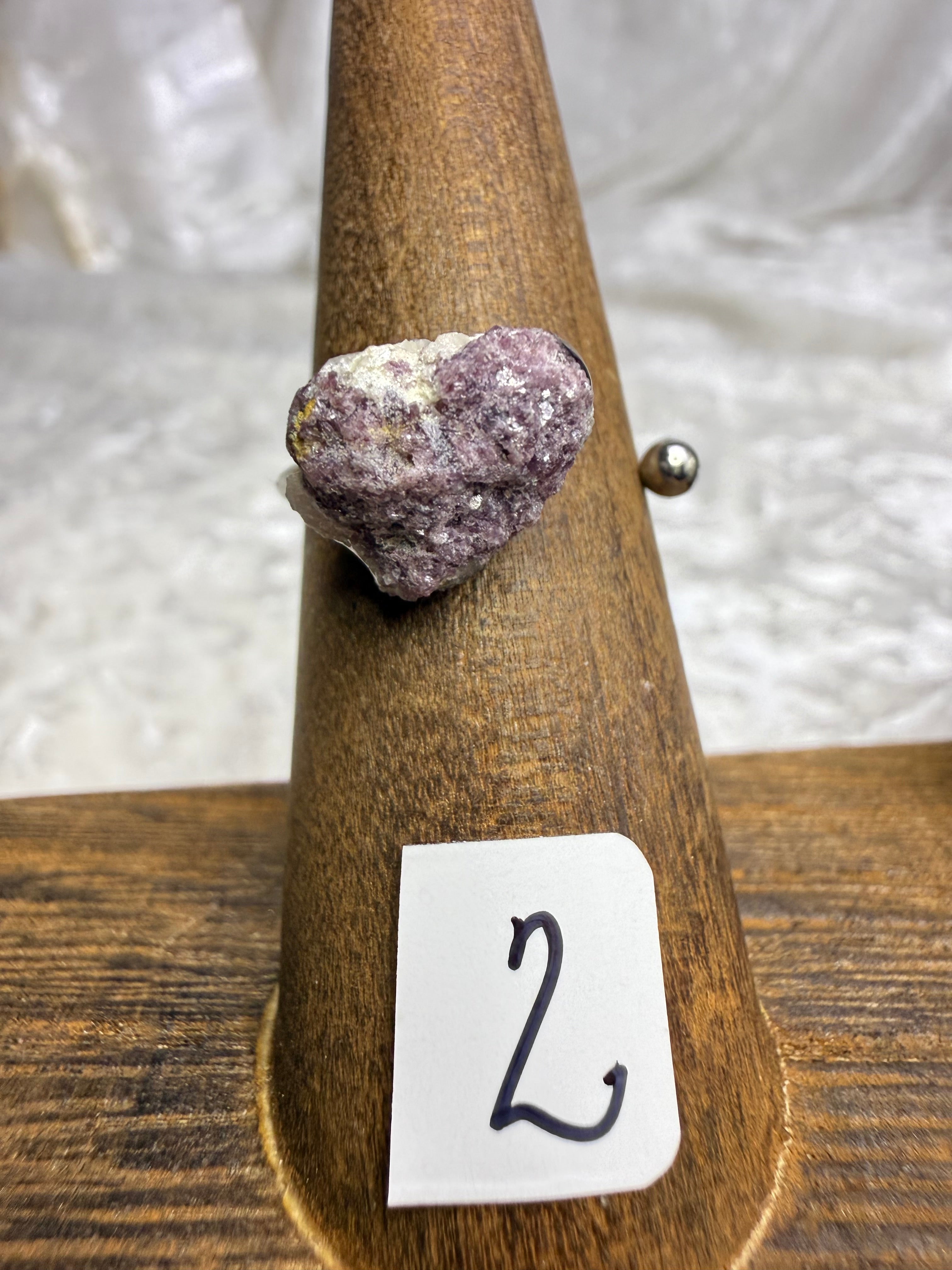 One-of-a-Kind Raw Lepidolite Ring #2 | Handmade Adjustable Hypoallergenic Crystal Jewelry