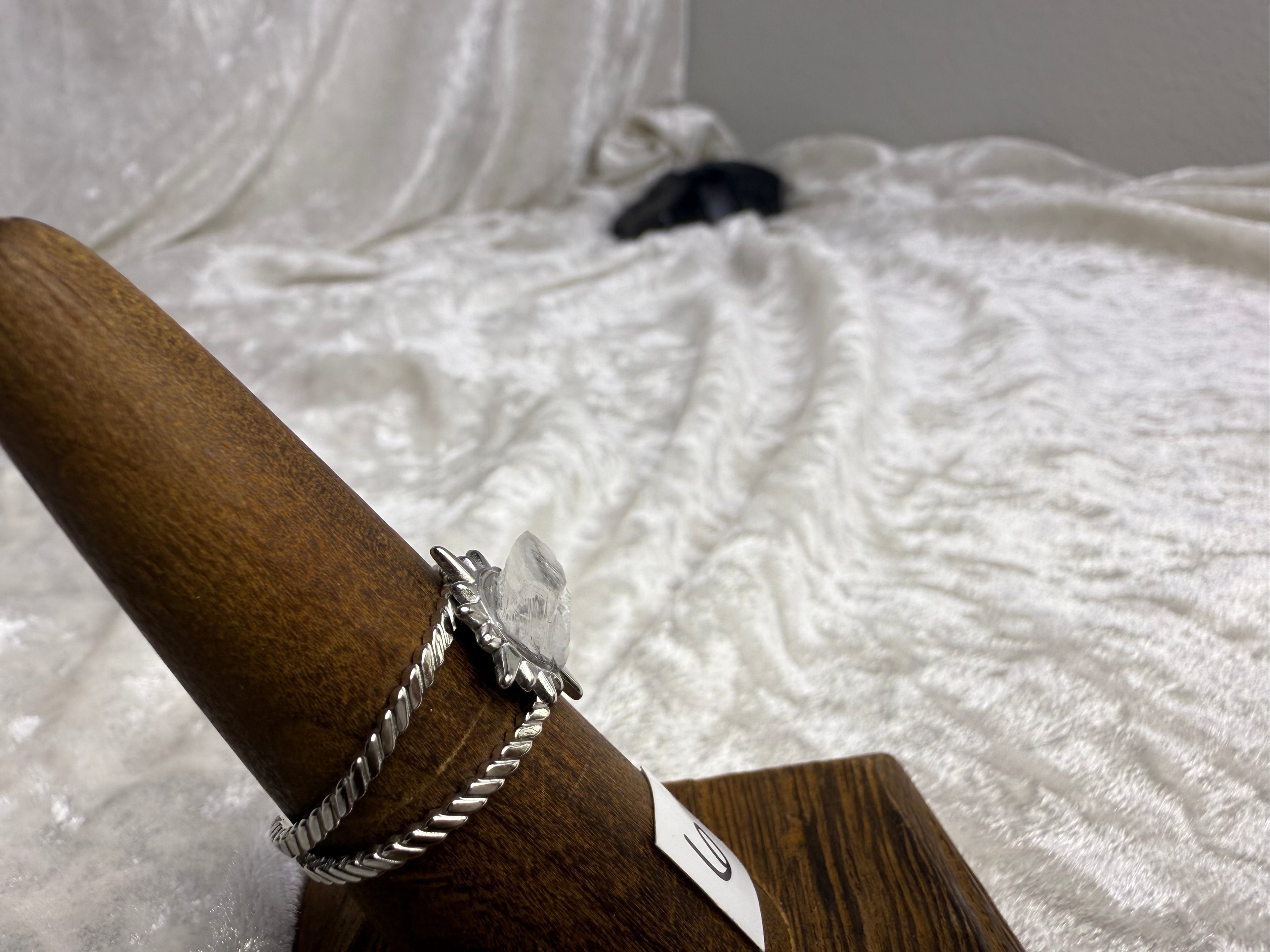 One-of-a-Kind Raw Clear Quartz Ring #6 | Handmade Adjustable Hypoallergenic Crystal Jewelry