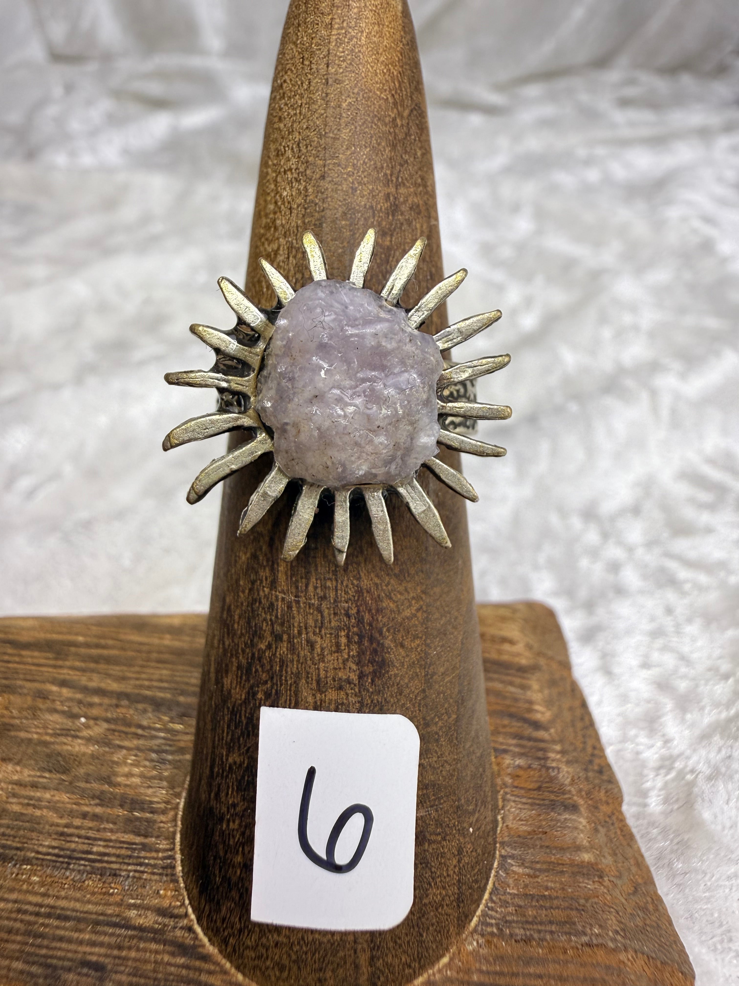 One-of-a-Kind Raw Lepidolite Ring #6 | Handmade Adjustable Hypoallergenic Crystal Jewelry