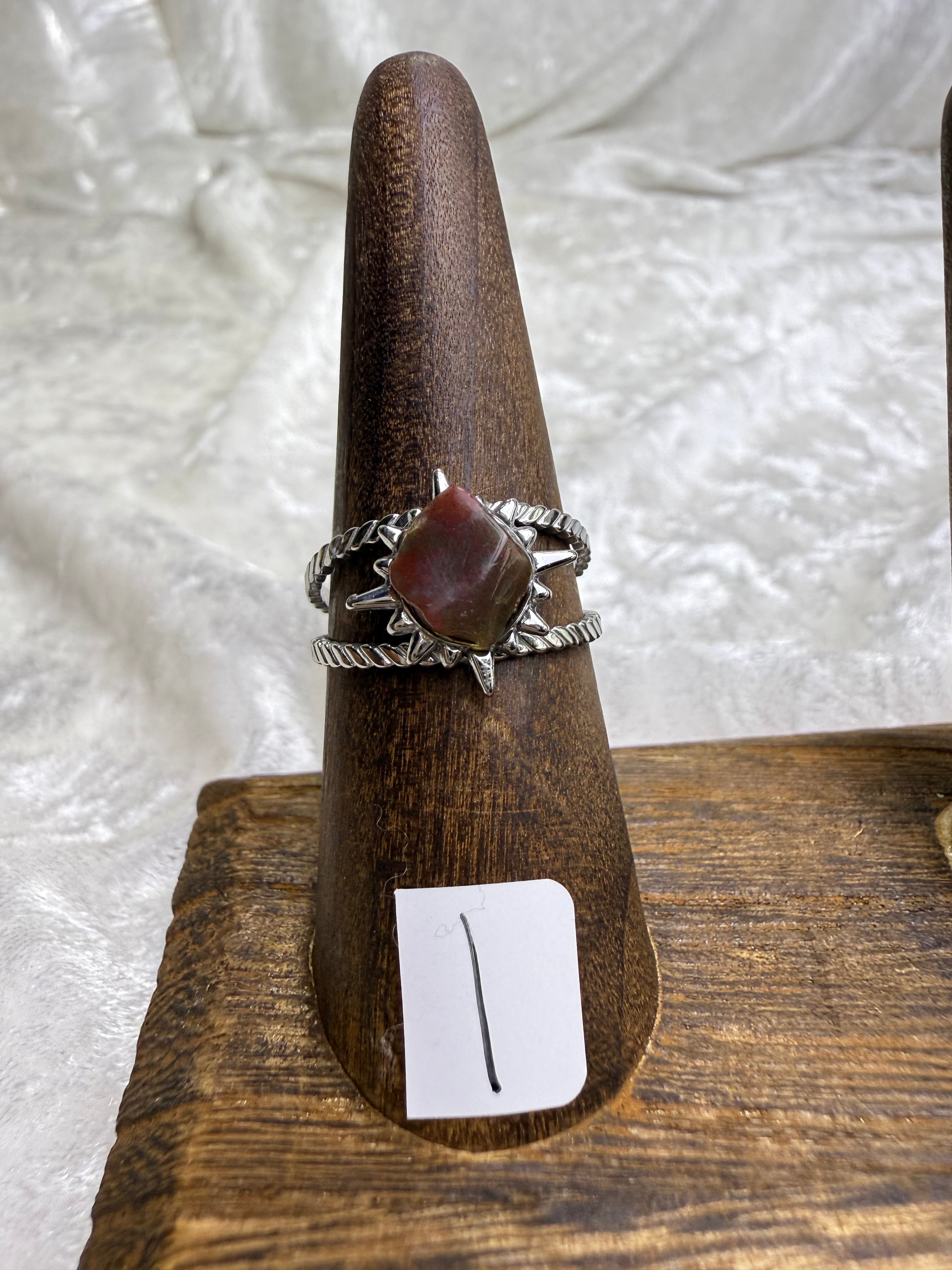 One-of-a-Kind Raw Bloodstone Ring #1 | Handmade Adjustable Hypoallergenic Crystal Jewelry