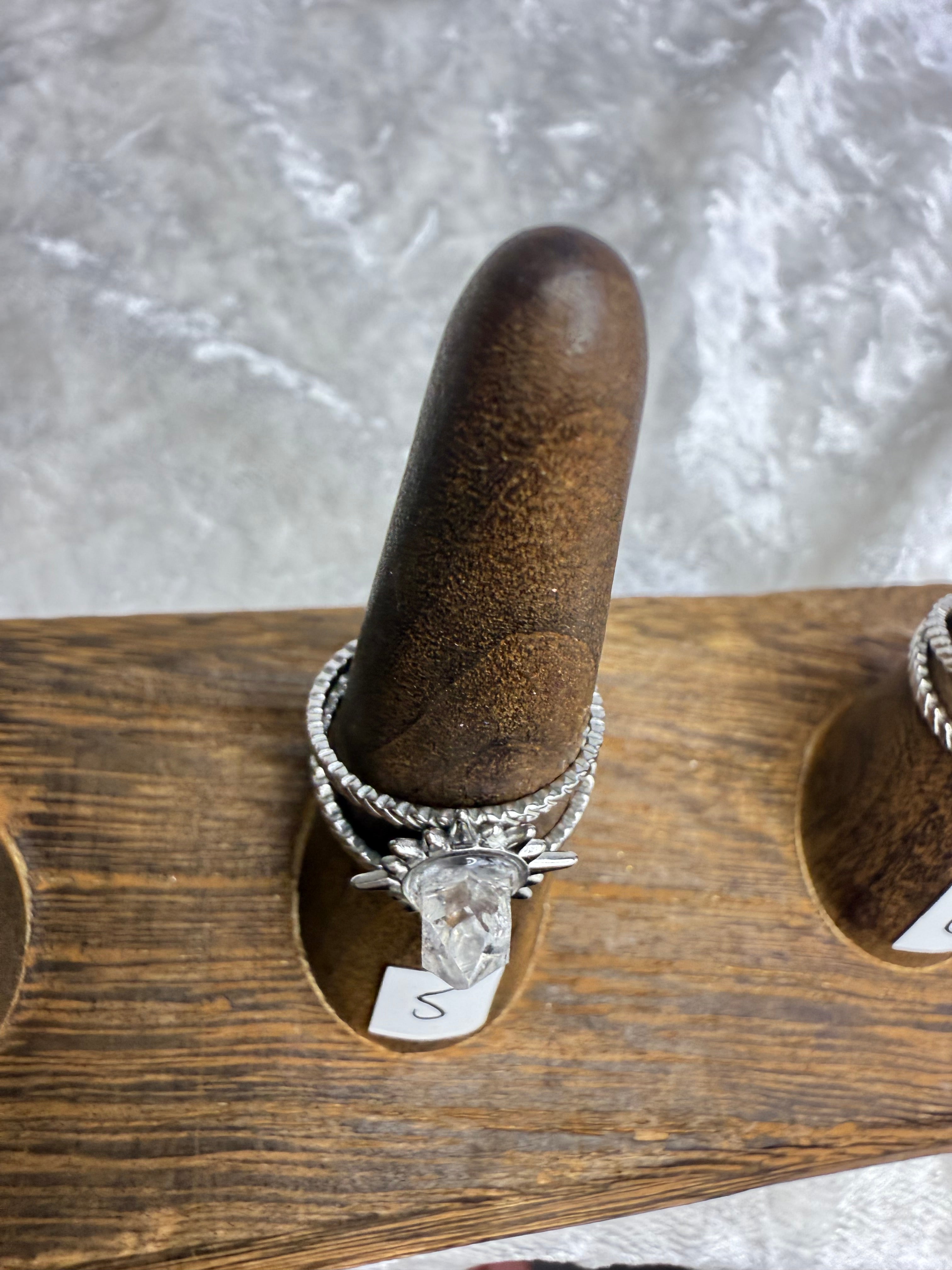One-of-a-Kind Raw Clear Quartz Ring #5 | Handmade Adjustable Hypoallergenic Crystal Jewelry