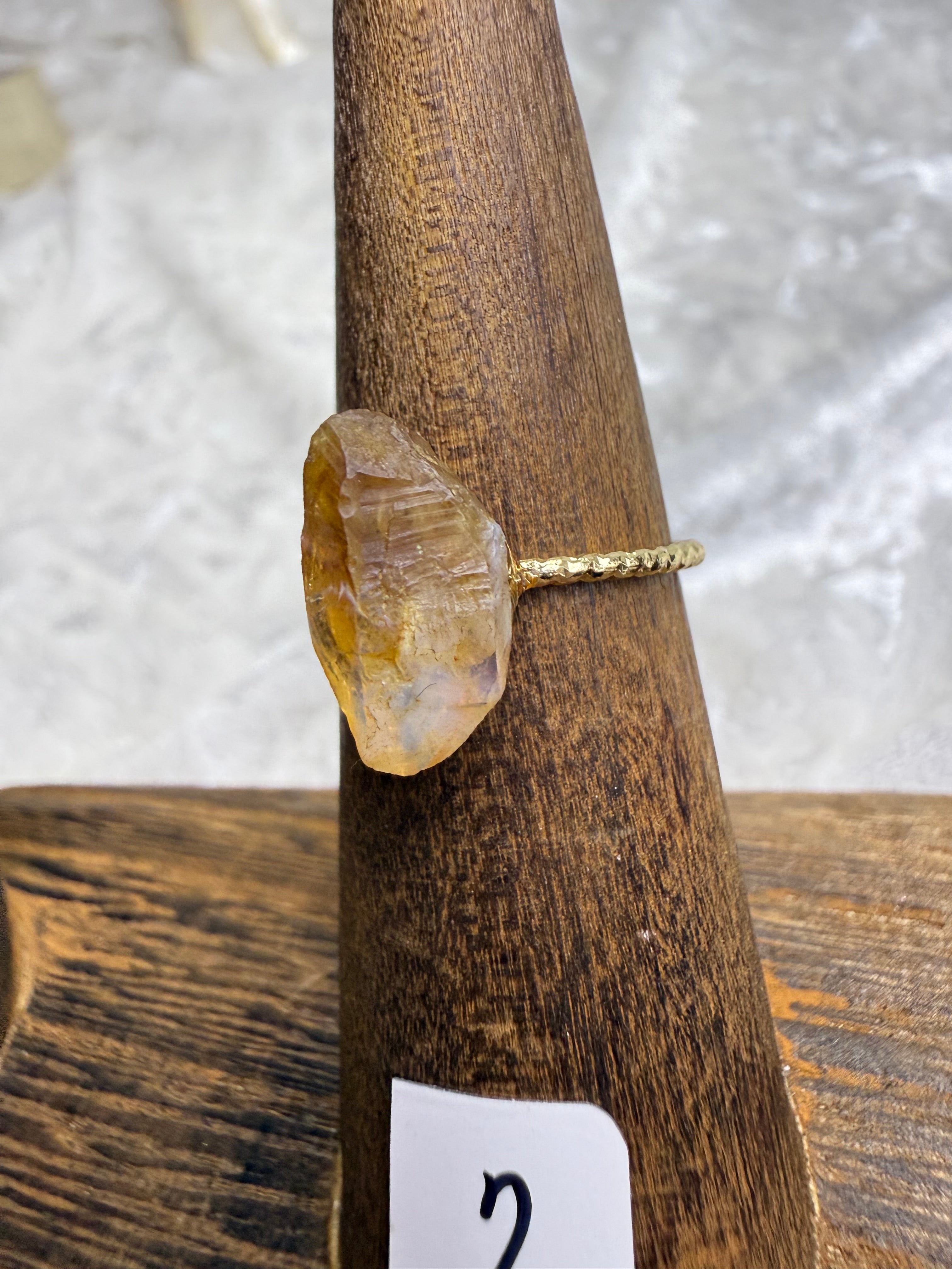 One-of-a-Kind Raw Citrine Ring #2 | Handmade Adjustable Hypoallergenic Crystal Jewelry