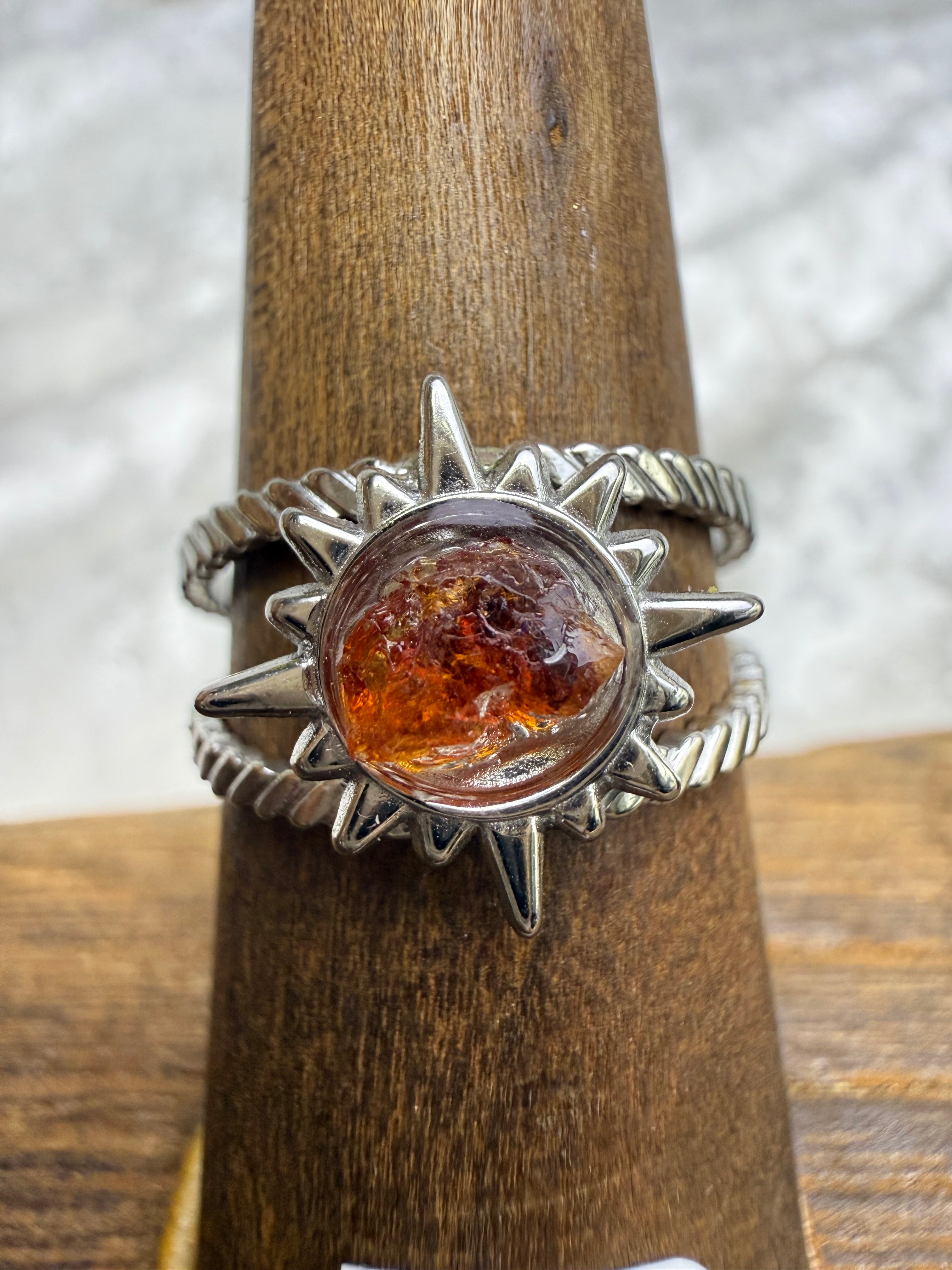 One-of-a-Kind Raw Garnet Ring #3 | Handmade Adjustable Hypoallergenic Crystal Jewelry