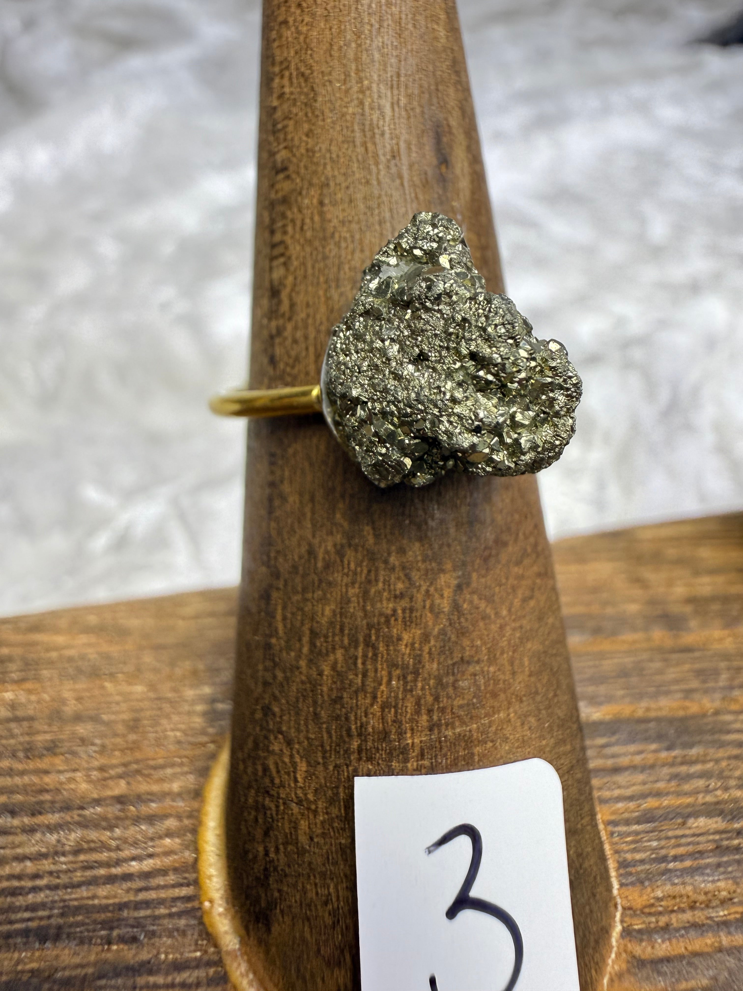 One-of-a-Kind Raw Pyrite Ring #3 | Handmade Adjustable Hypoallergenic Crystal Jewelry