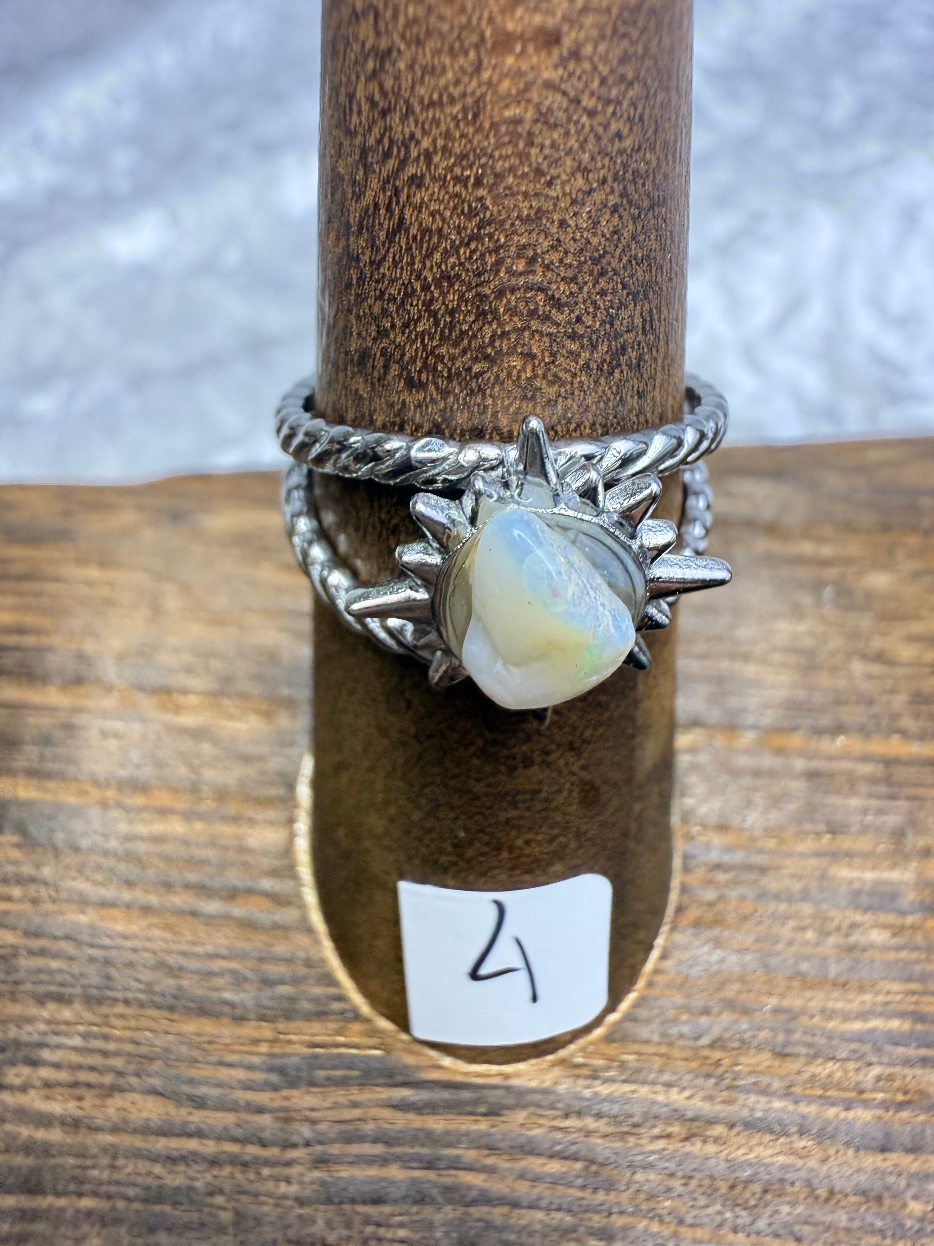 One-of-a-Kind Raw Opal Ring #4 | Handmade Adjustable Hypoallergenic Crystal Jewelry