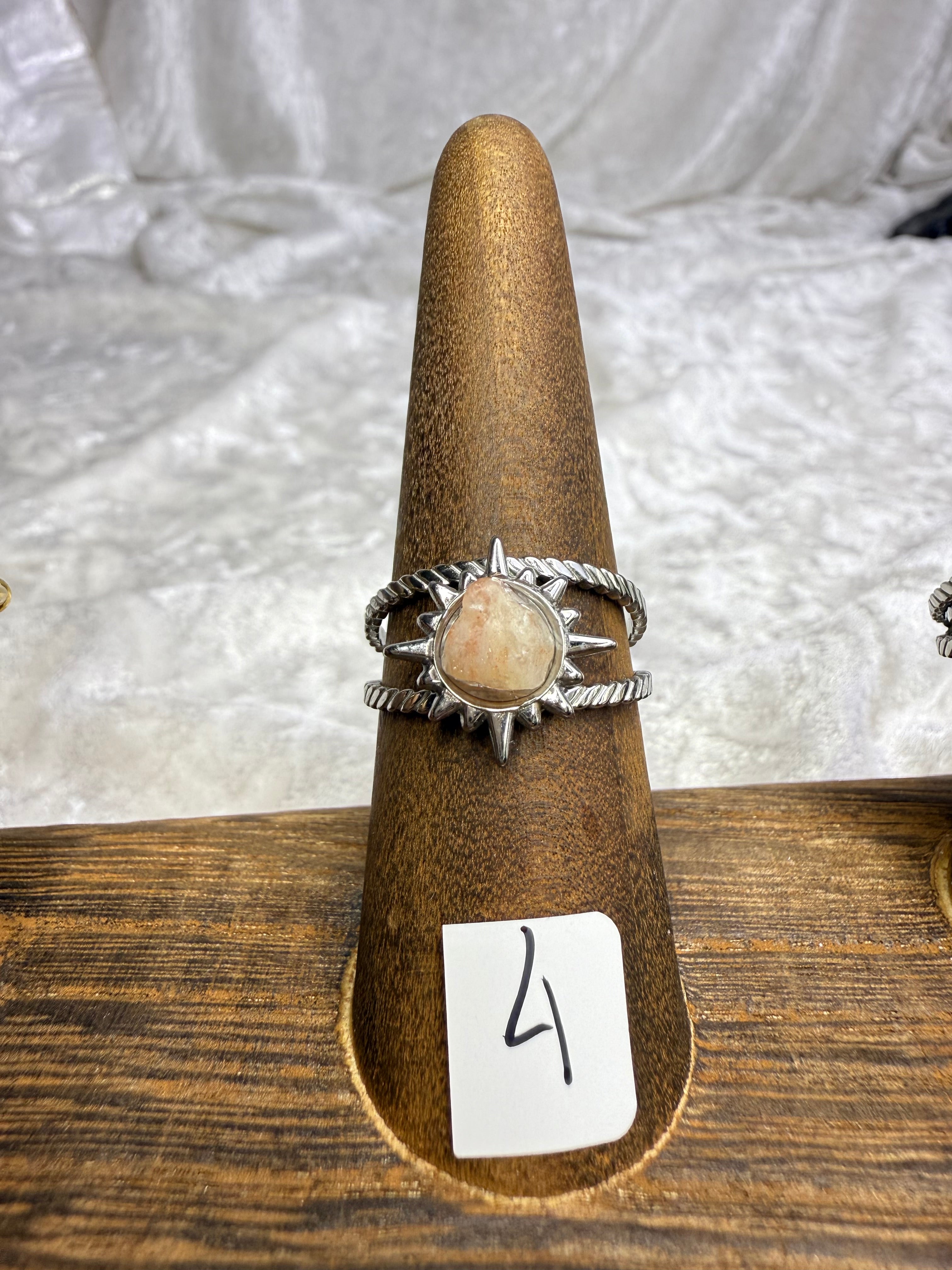 One-of-a-Kind Raw Sunstone Ring #4 | Handmade Adjustable Hypoallergenic Crystal Jewelry