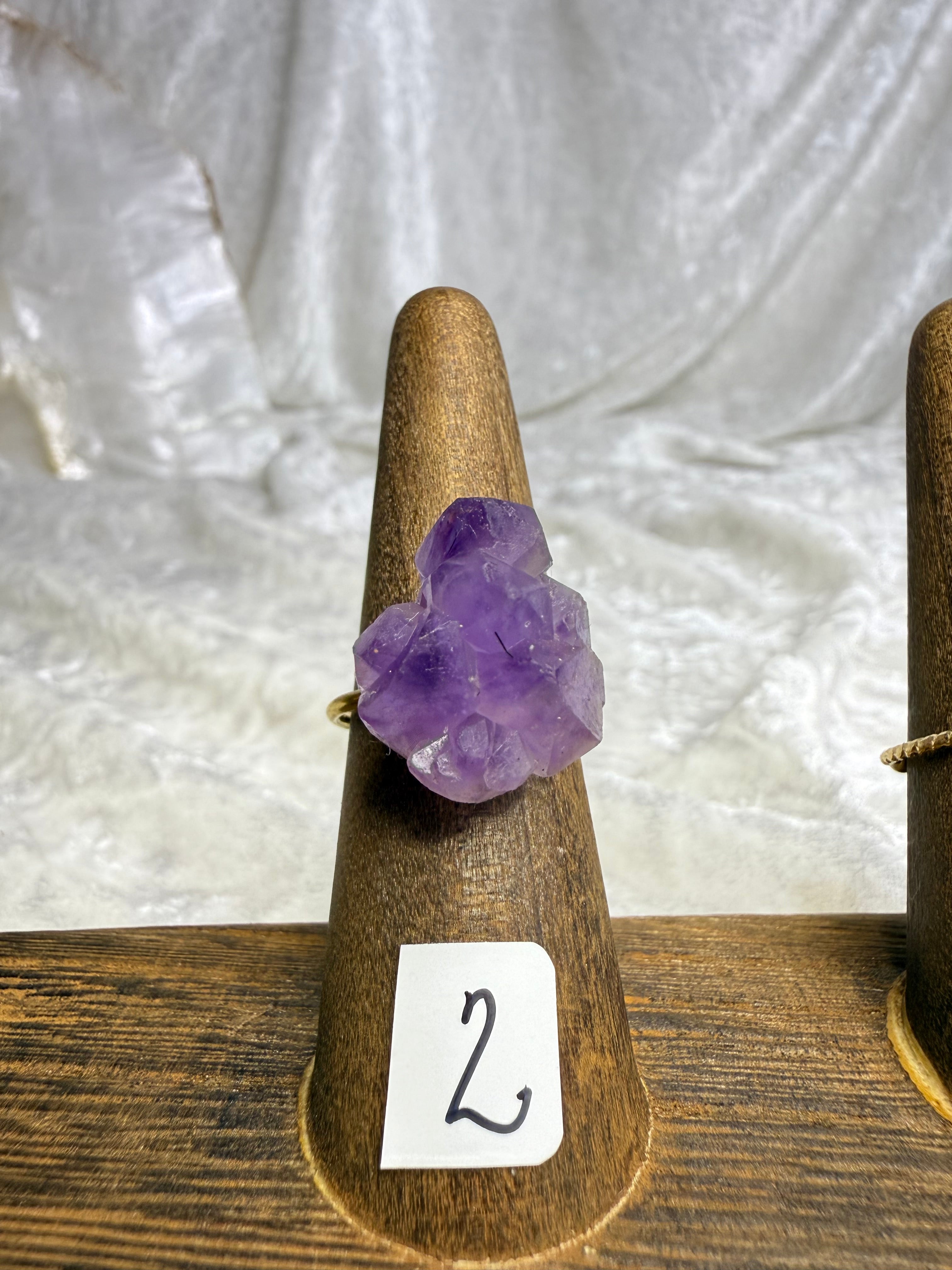 One-of-a-Kind Raw Amethyst Ring #2 | Handmade Adjustable Hypoallergenic Crystal Jewelry