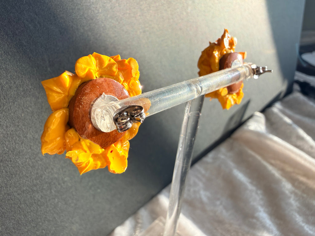 Chunky Sunflower Floral Sculpture Earrings