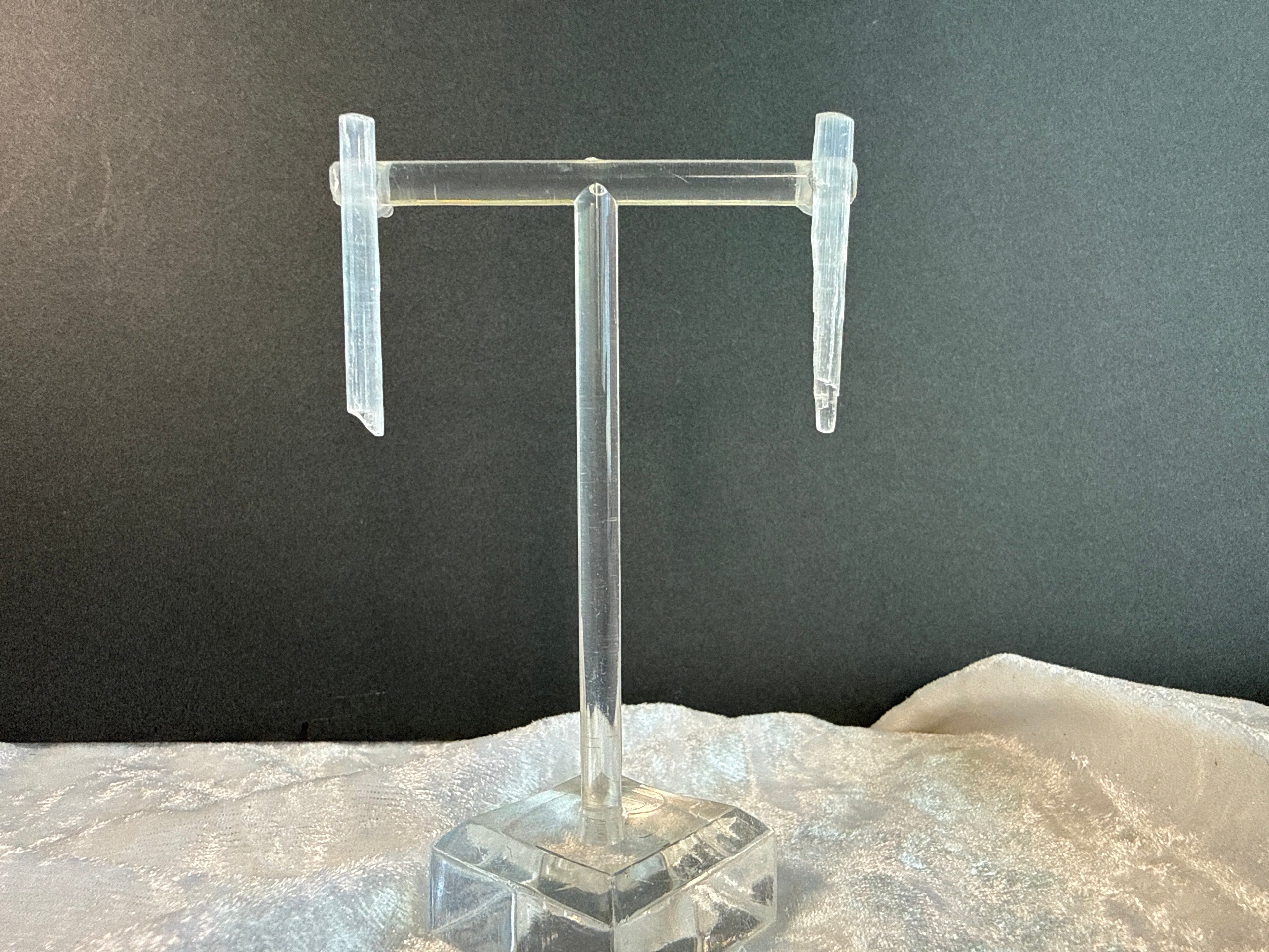 Raw Selenite Wand Crystal Earrings - Metal free
