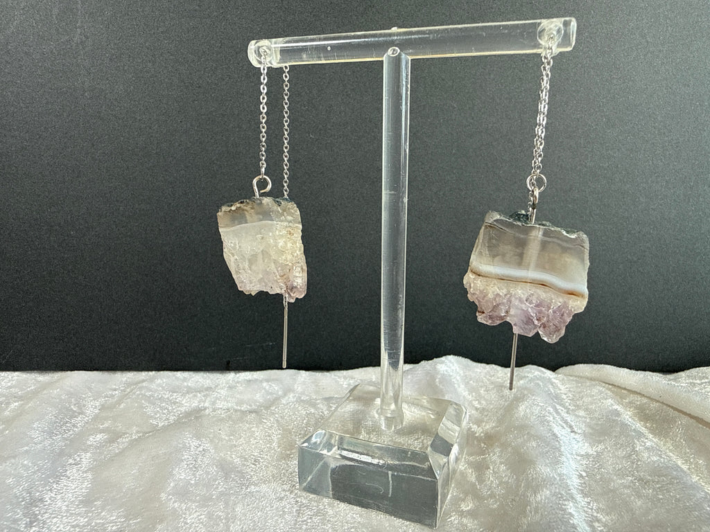 Raw Amethyst Crystal Threader Earrings