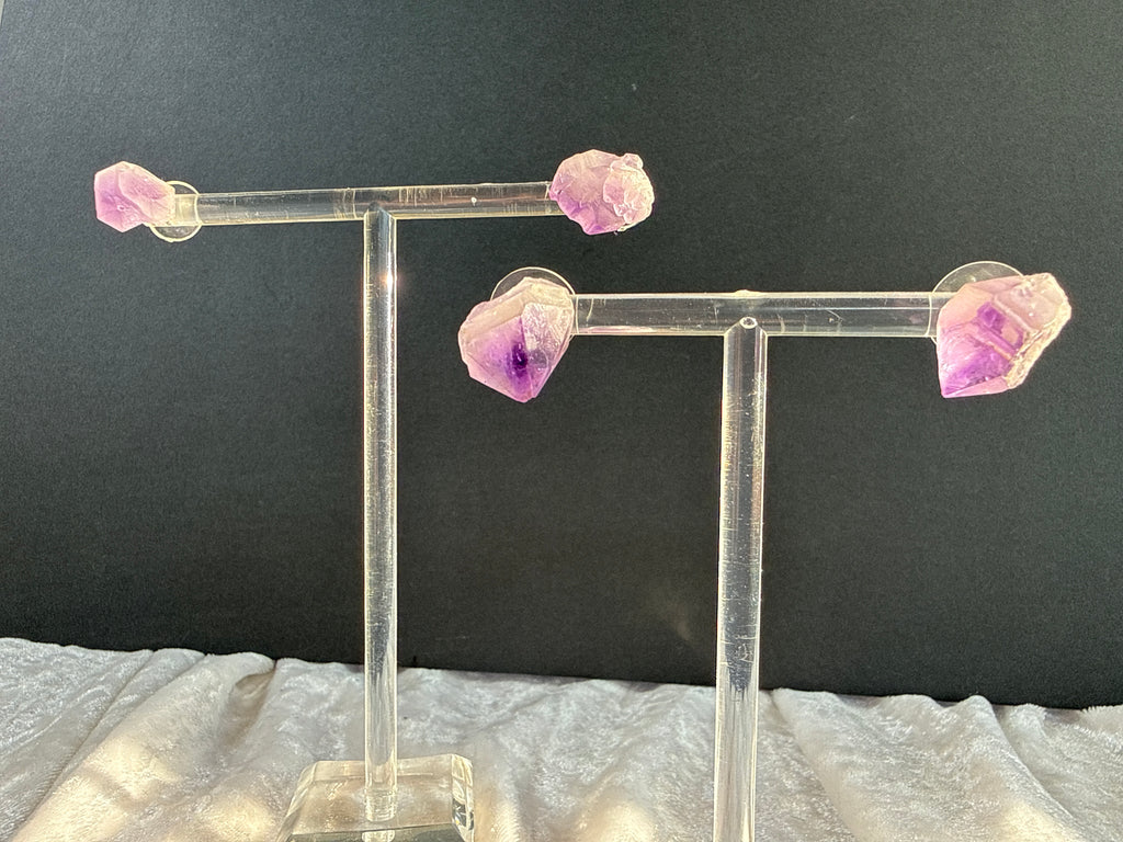 Raw Amethyst Crystal Earrings