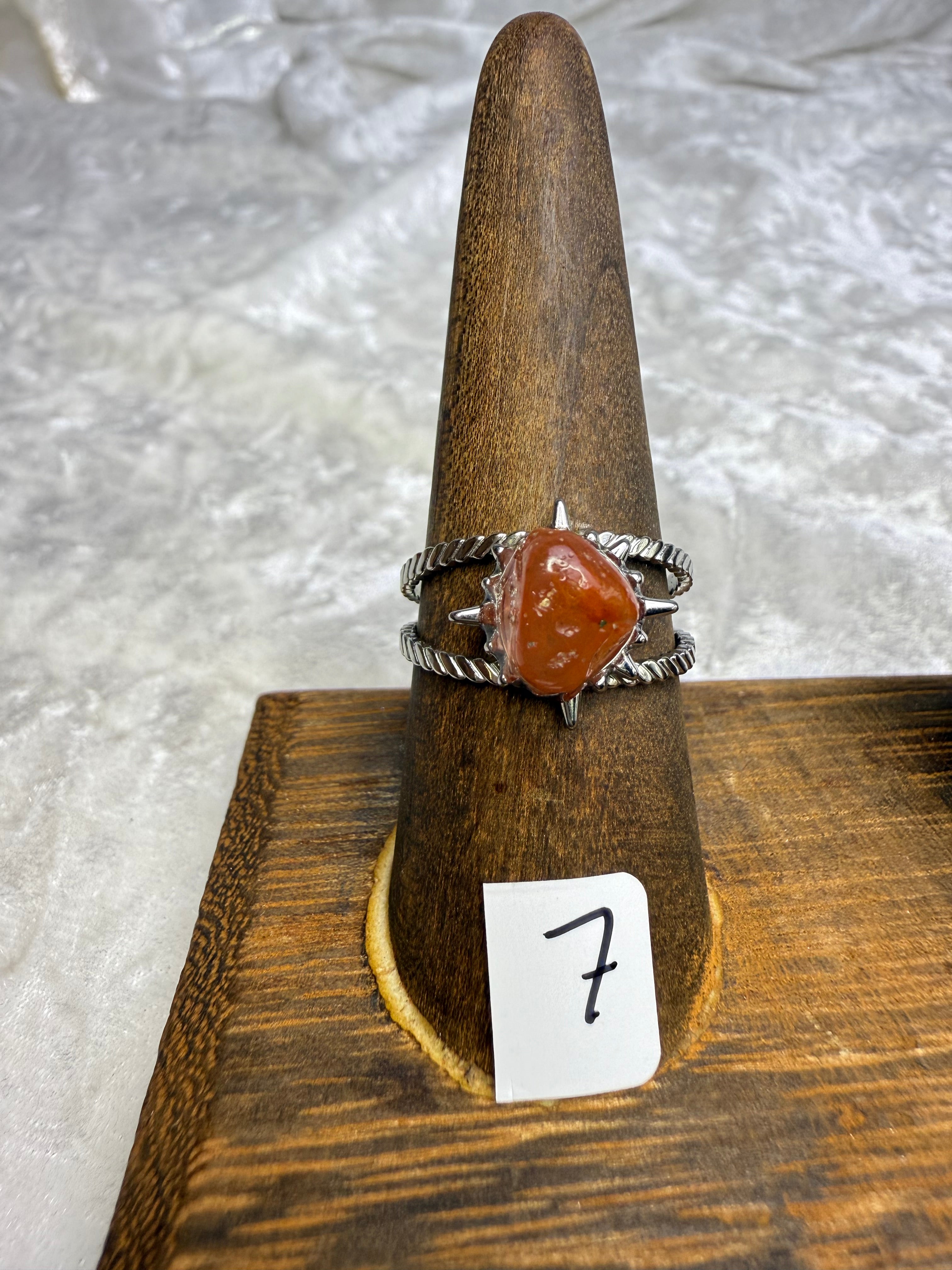 One-of-a-Kind Raw Carnelian Ring #7 | Handmade Adjustable Hypoallergenic Crystal Jewelry