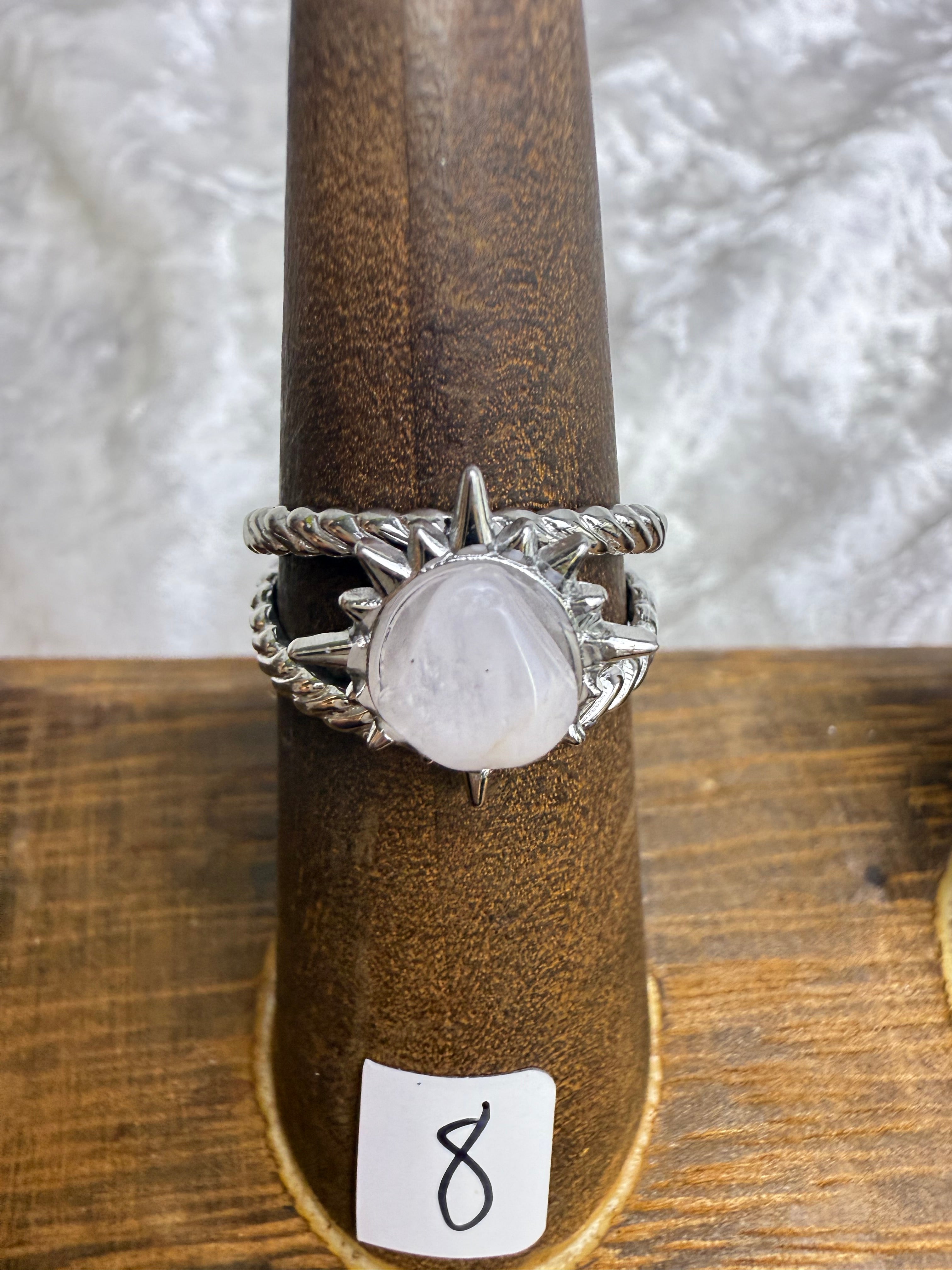 One-of-a-Kind Raw Clear Quartz Ring #8 | Handmade Adjustable Hypoallergenic Crystal Jewelry