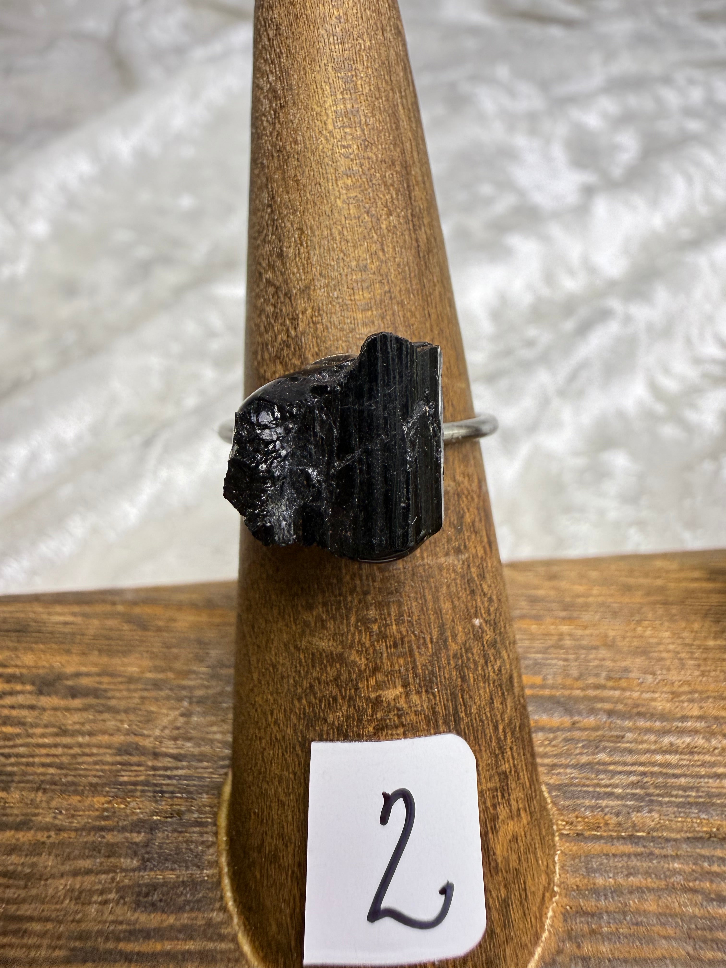 One-of-a-Kind Raw Black Tourmaline Ring #2 | Handmade Adjustable Hypoallergenic Crystal Jewelry