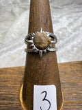 One-of-a-Kind Raw Petrified Wood Sun Ring #3 | Handmade Crystal Jewelry for Grounding & Ancient Wisdom