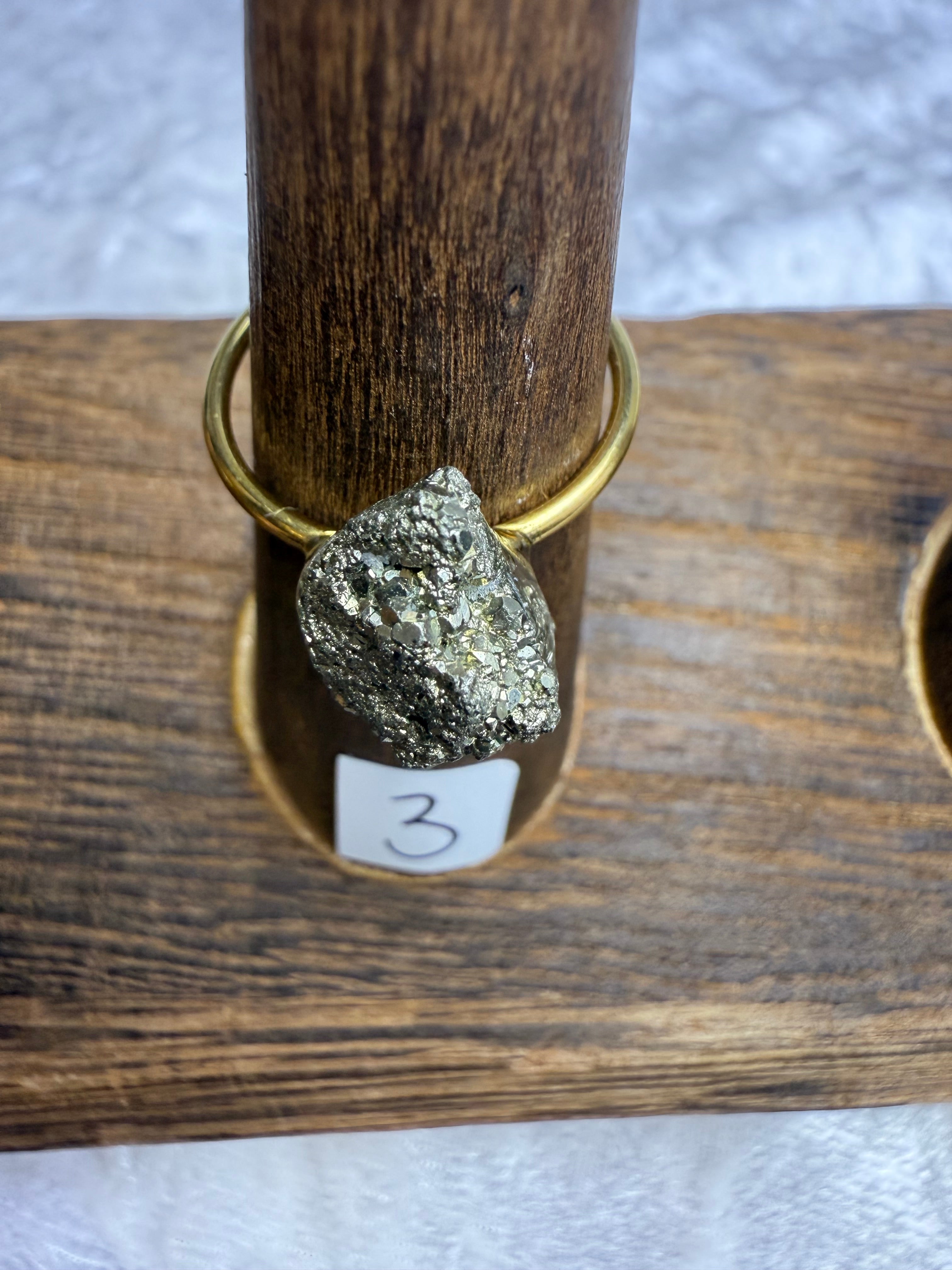 One-of-a-Kind Raw Pyrite Ring #3 | Handmade Adjustable Hypoallergenic Crystal Jewelry