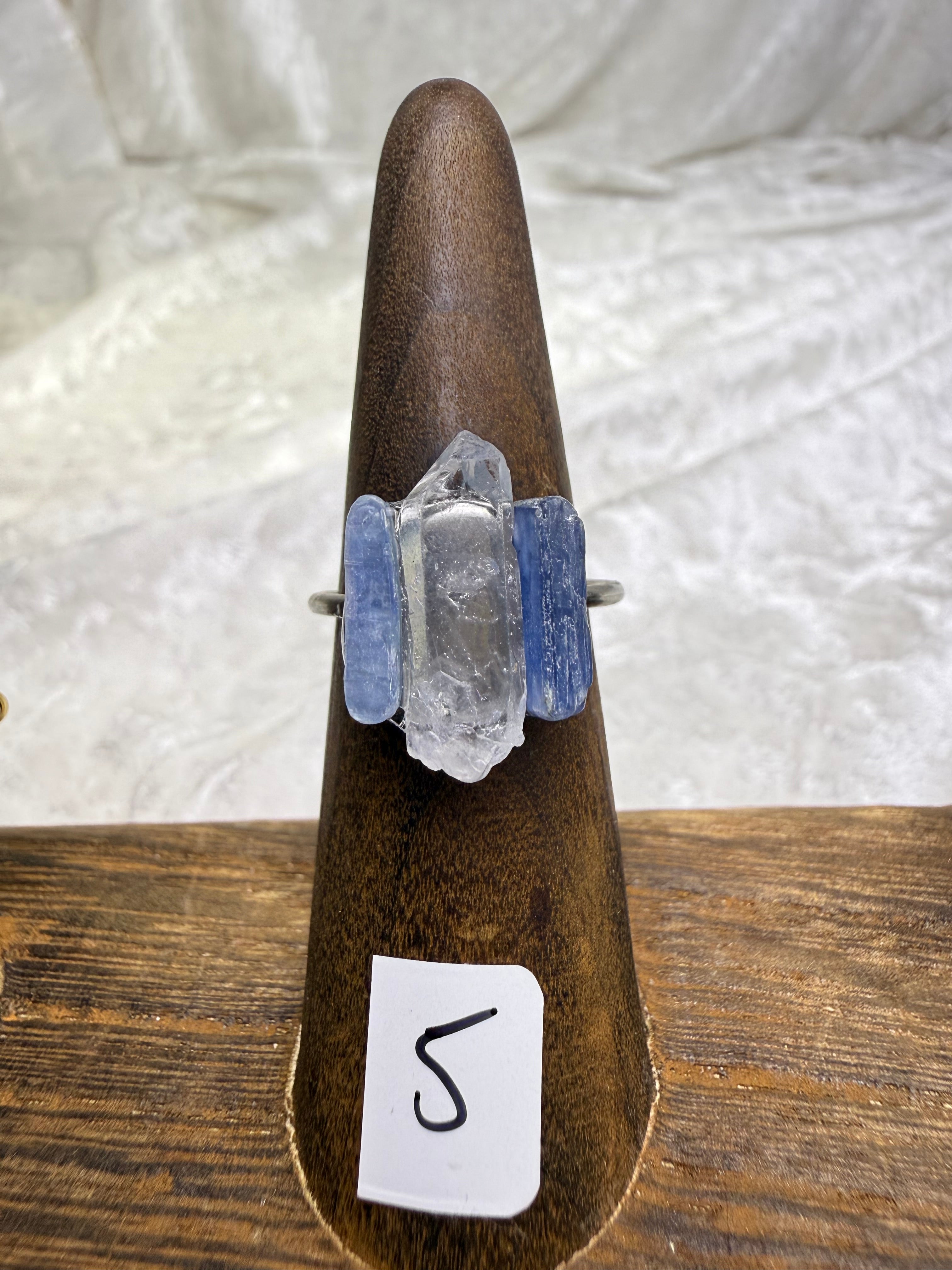 One-of-a-Kind Multi Stone Raw Quartz & Kyanite Ring | Handmade Adjustable Hypoallergenic Crystal Jewelry