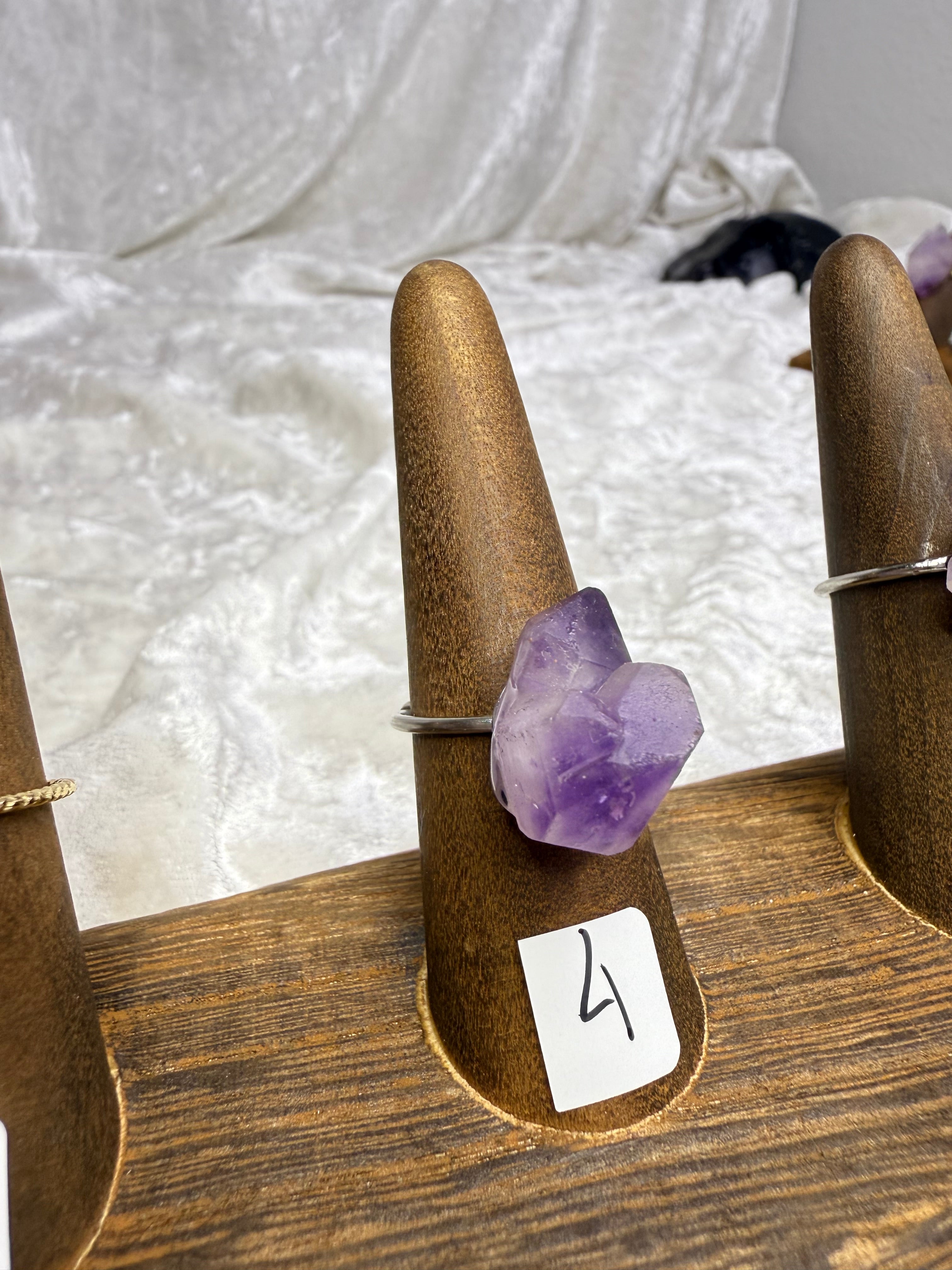 One-of-a-Kind Raw Amethyst Ring #4 | Handmade Adjustable Hypoallergenic Crystal Jewelry