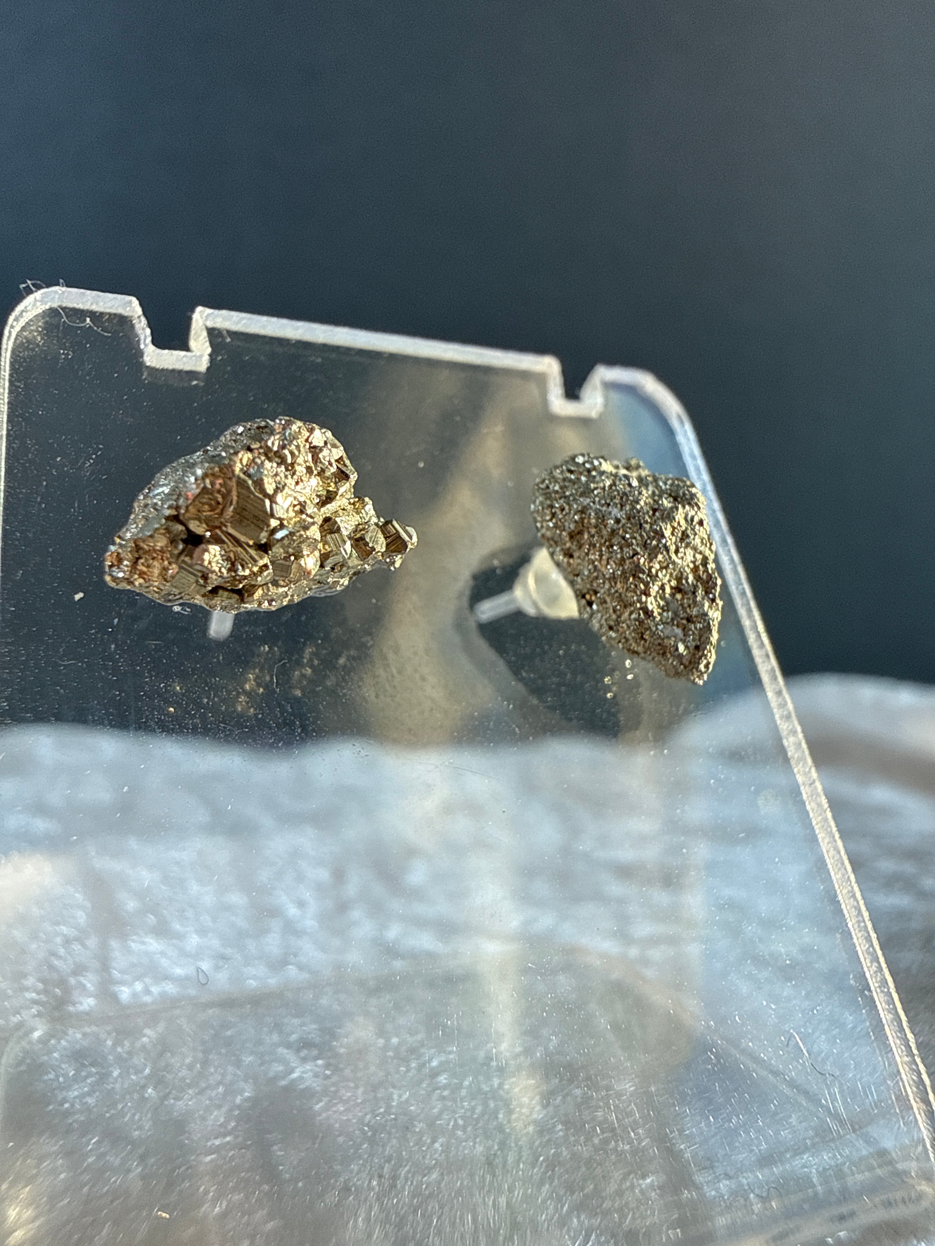 Raw Pyrite Crystal Earrings - Metal Free