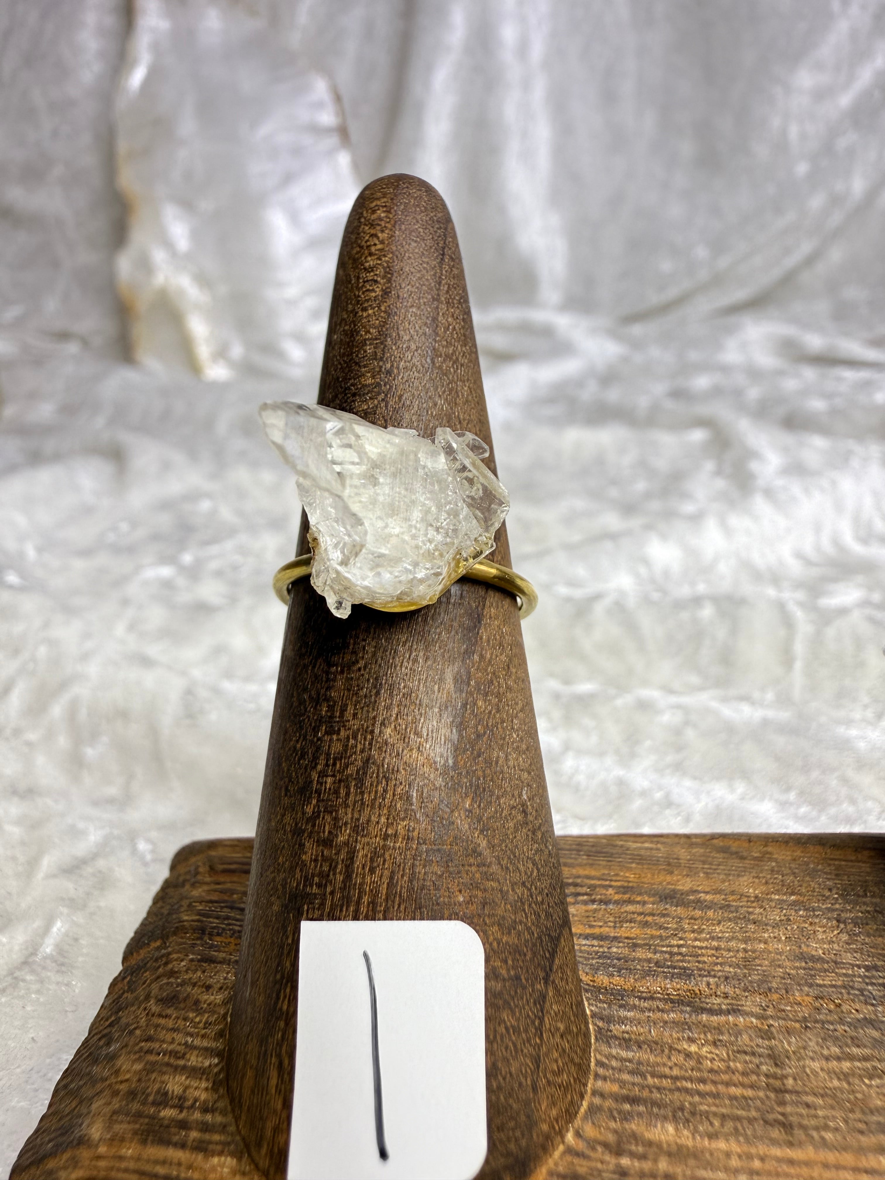 One-of-a-Kind Raw Clear Quartz Ring #1 | Handmade Adjustable Hypoallergenic Crystal Jewelry