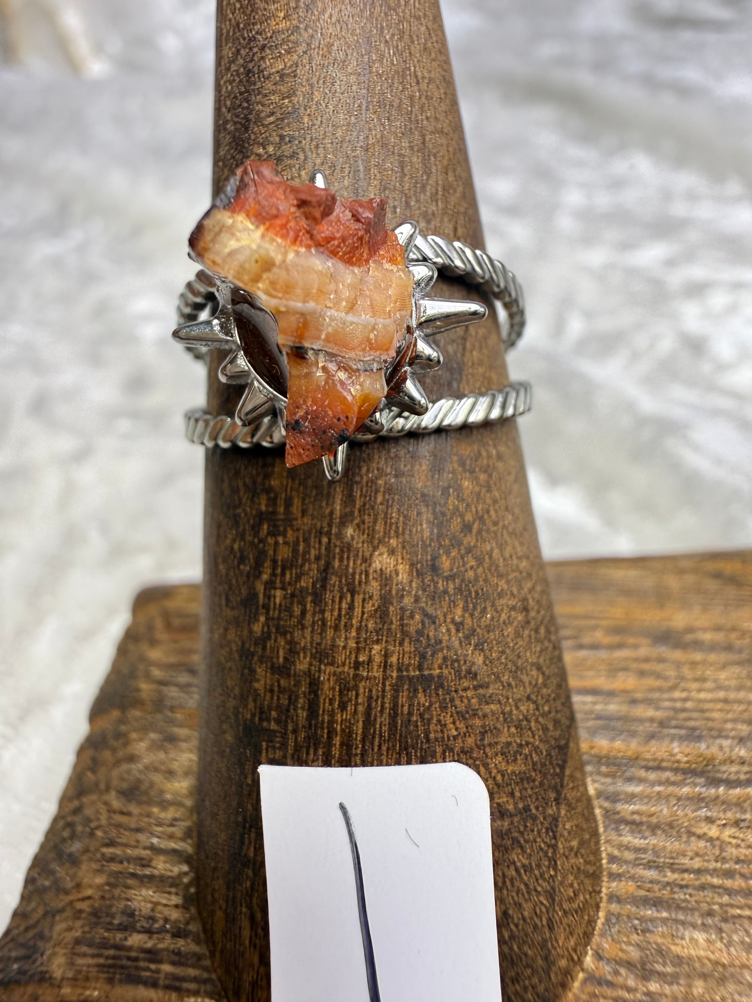 One-of-a-Kind Raw Carnelian Ring #1 | Handmade Adjustable Hypoallergenic Crystal Jewelry