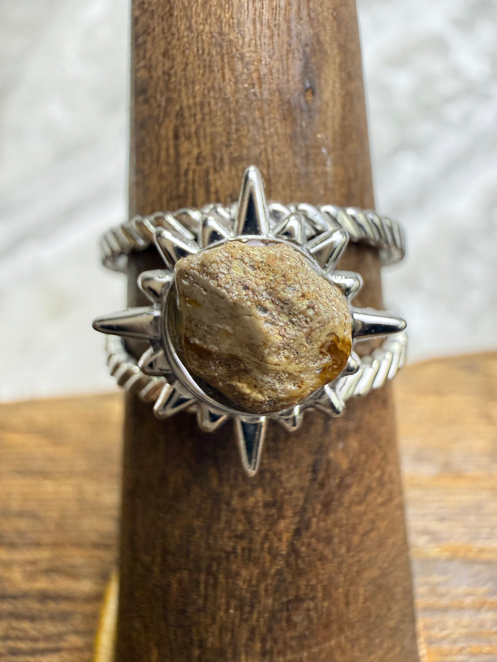 One-of-a-Kind Raw Petrified Wood Ring #3 | Handmade Adjustable Hypoallergenic Crystal Jewelry