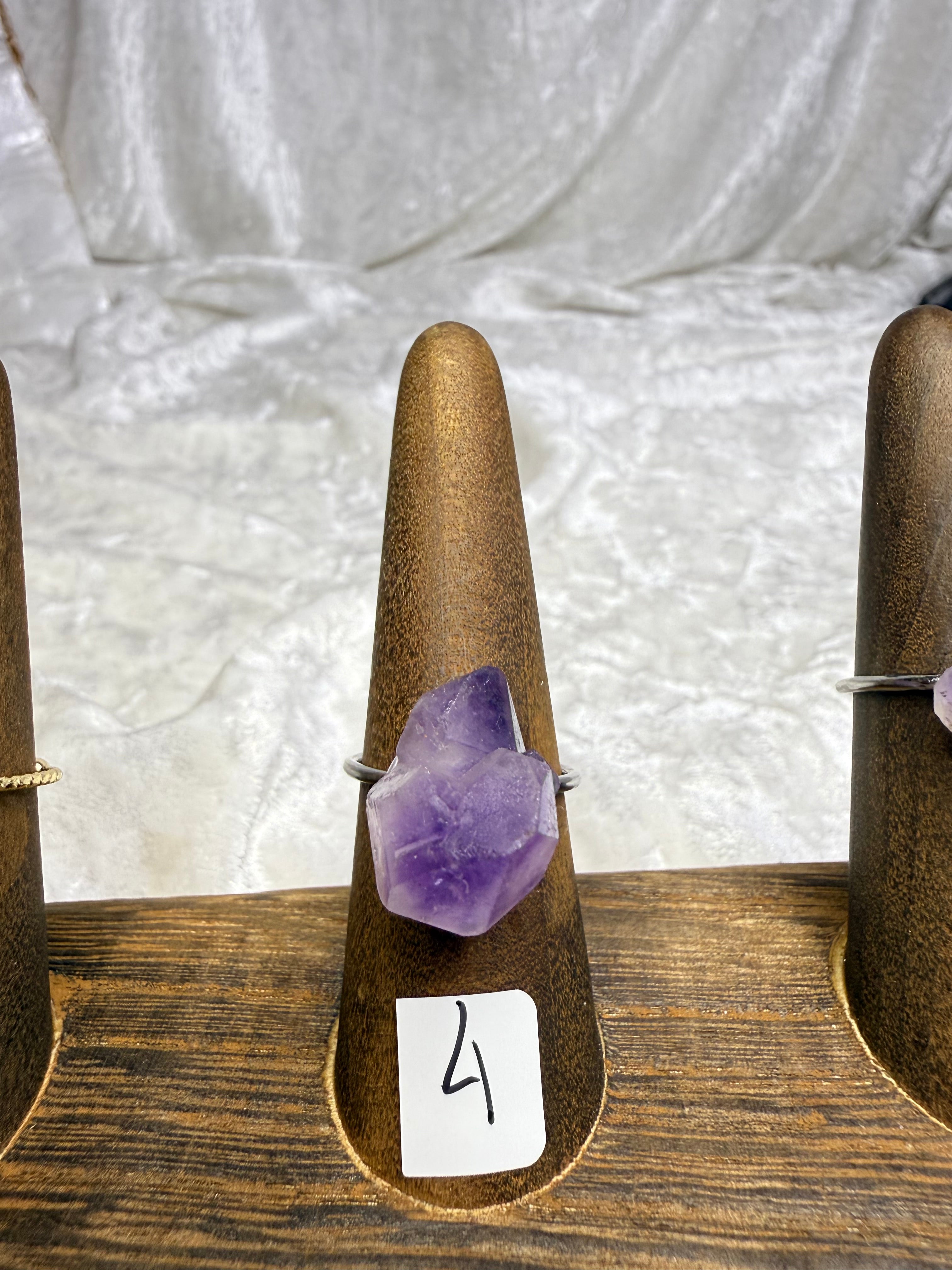 One-of-a-Kind Raw Amethyst Ring #4 | Handmade Adjustable Hypoallergenic Crystal Jewelry