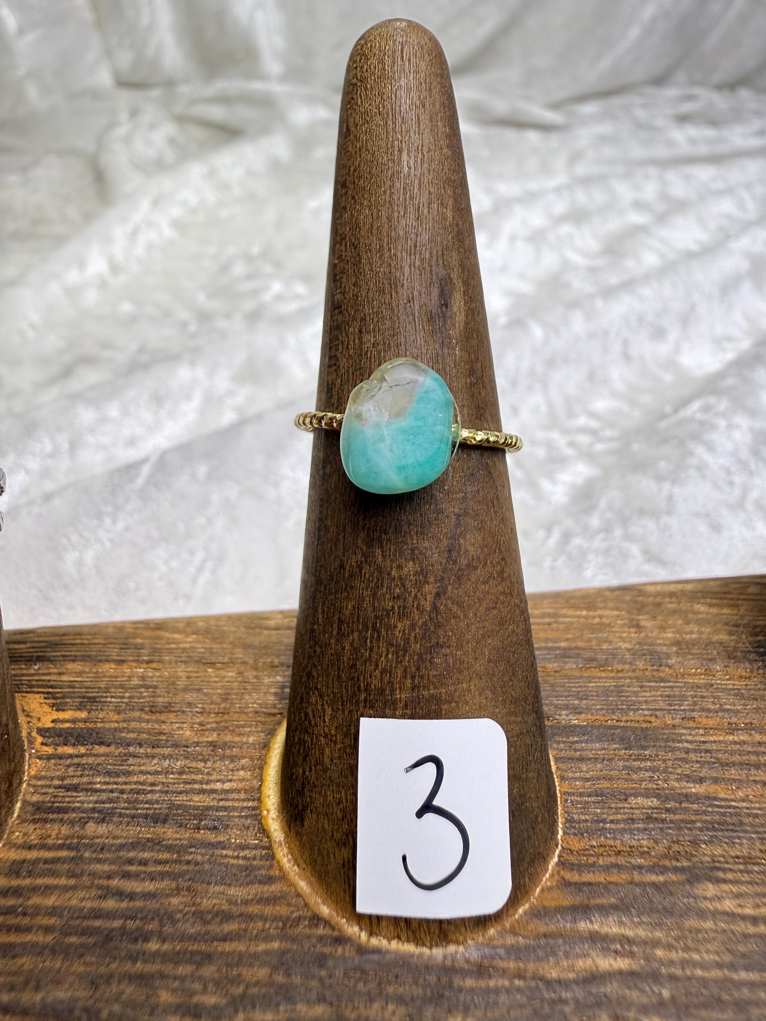 One-of-a-Kind Aquamarine Ring #3 | Handmade Adjustable Hypoallergenic Crystal Jewelry