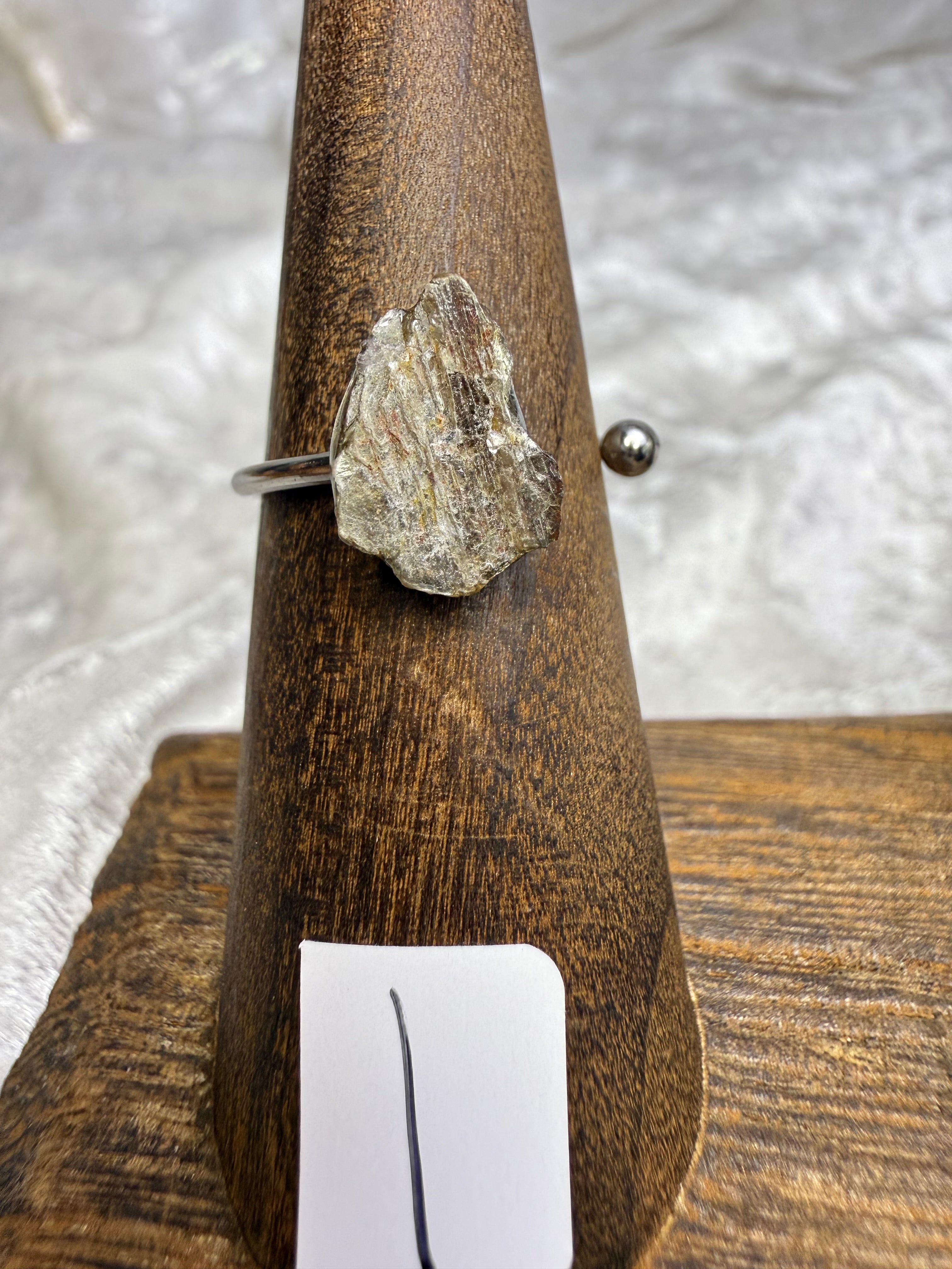 One-of-a-Kind Raw Kyanite Ring #1 | Handmade Adjustable Hypoallergenic Crystal Jewelry