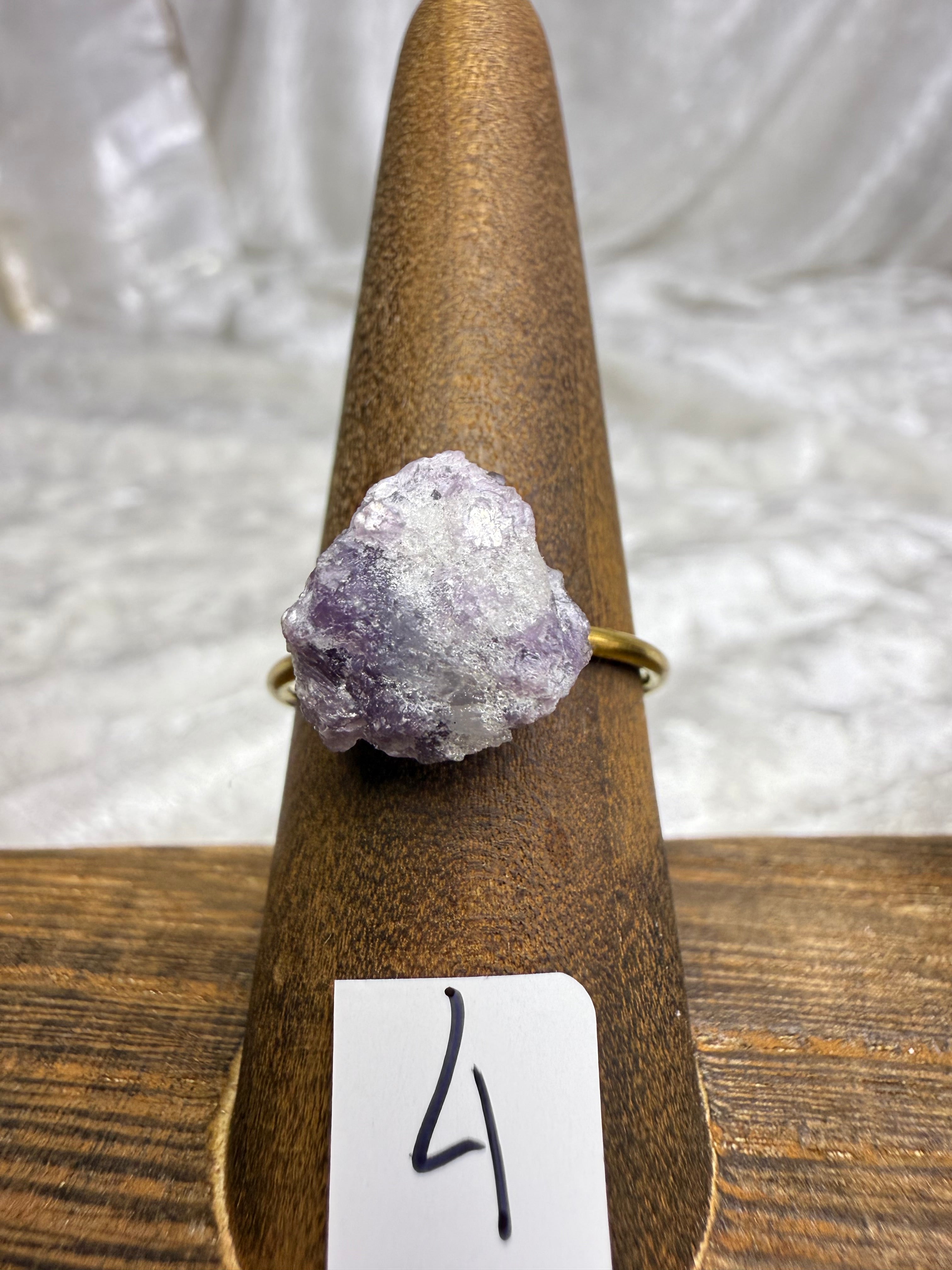 One-of-a-Kind Raw Lepidolite Ring #4 | Handmade Adjustable Hypoallergenic Crystal Jewelry