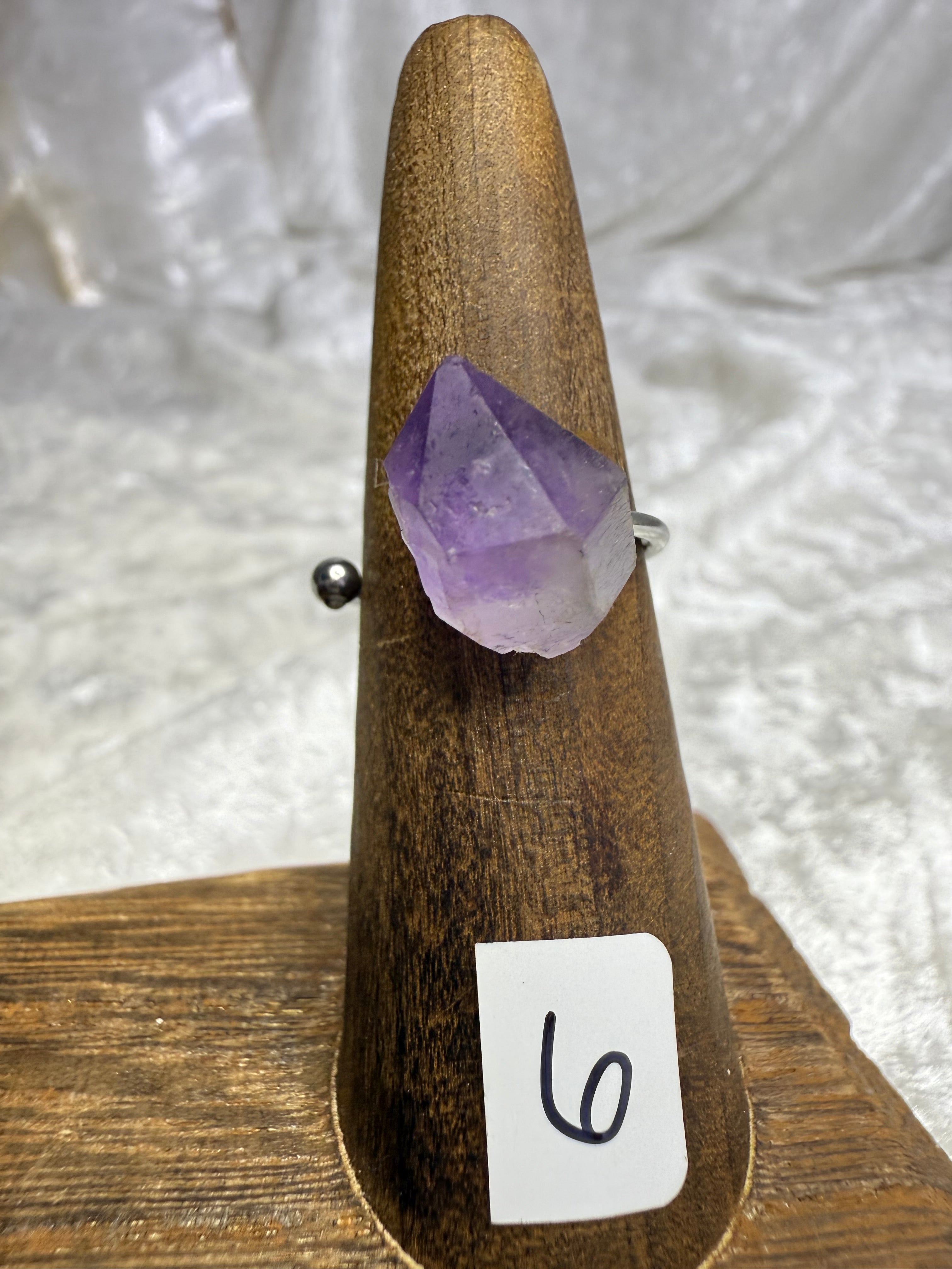 One-of-a-Kind Raw Amethyst Ring #6 | Handmade Adjustable Hypoallergenic Crystal Jewelry