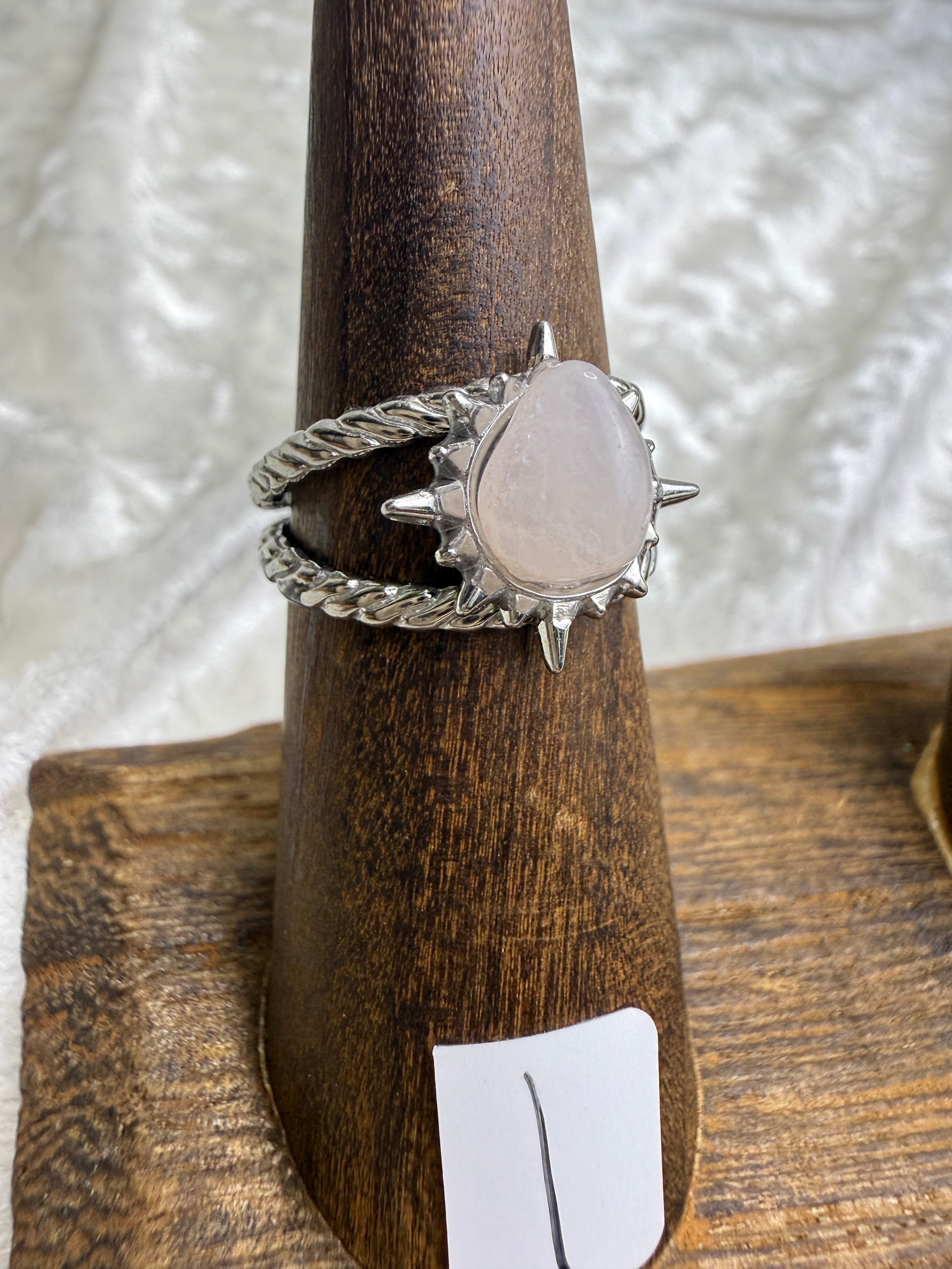 One-of-a-Kind Rose Quartz Ring #1 | Handmade Adjustable Hypoallergenic Crystal Jewelry
