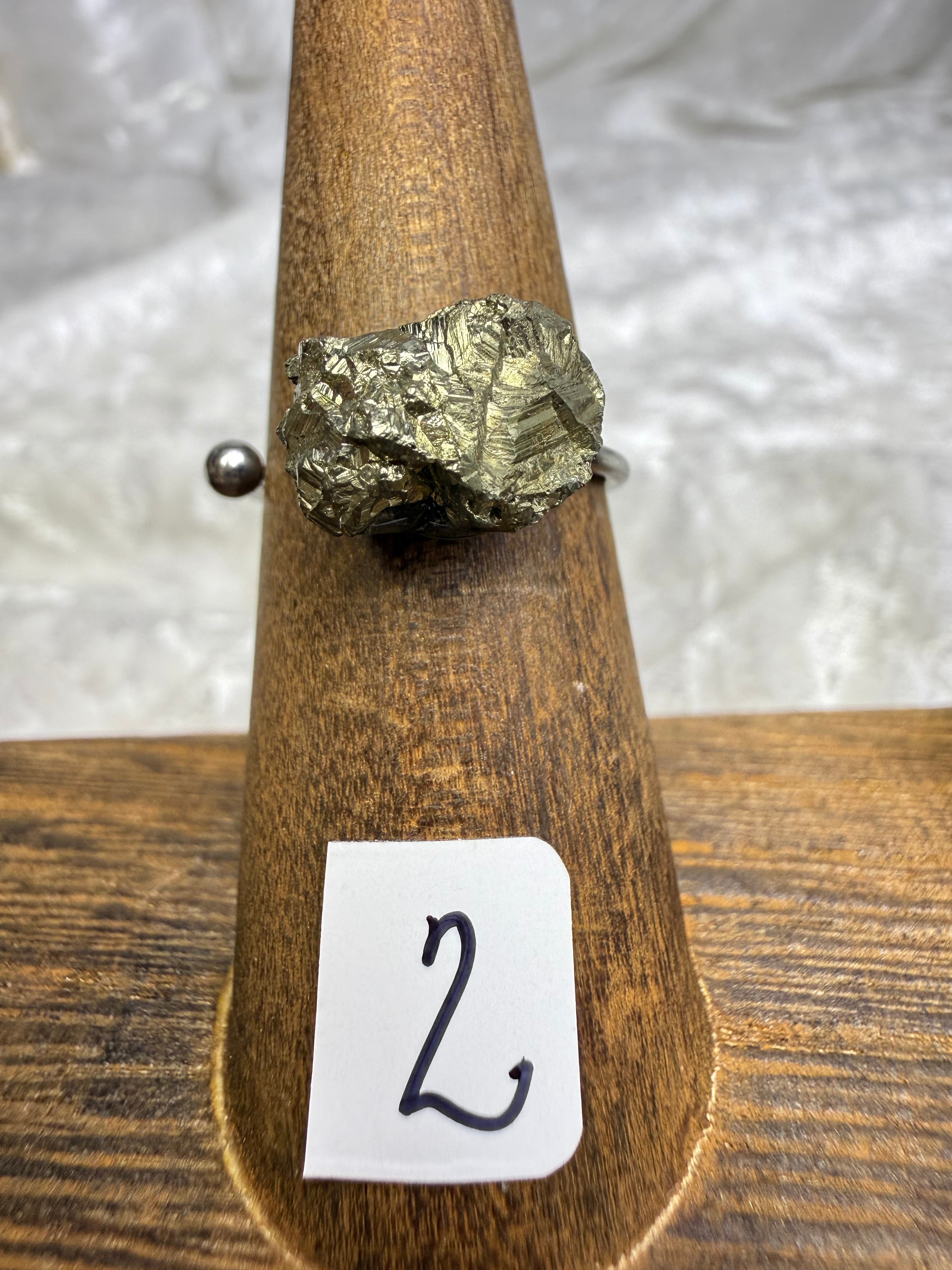 One-of-a-Kind Raw Pyrite Ring #2 | Handmade Adjustable Hypoallergenic Crystal Jewelry