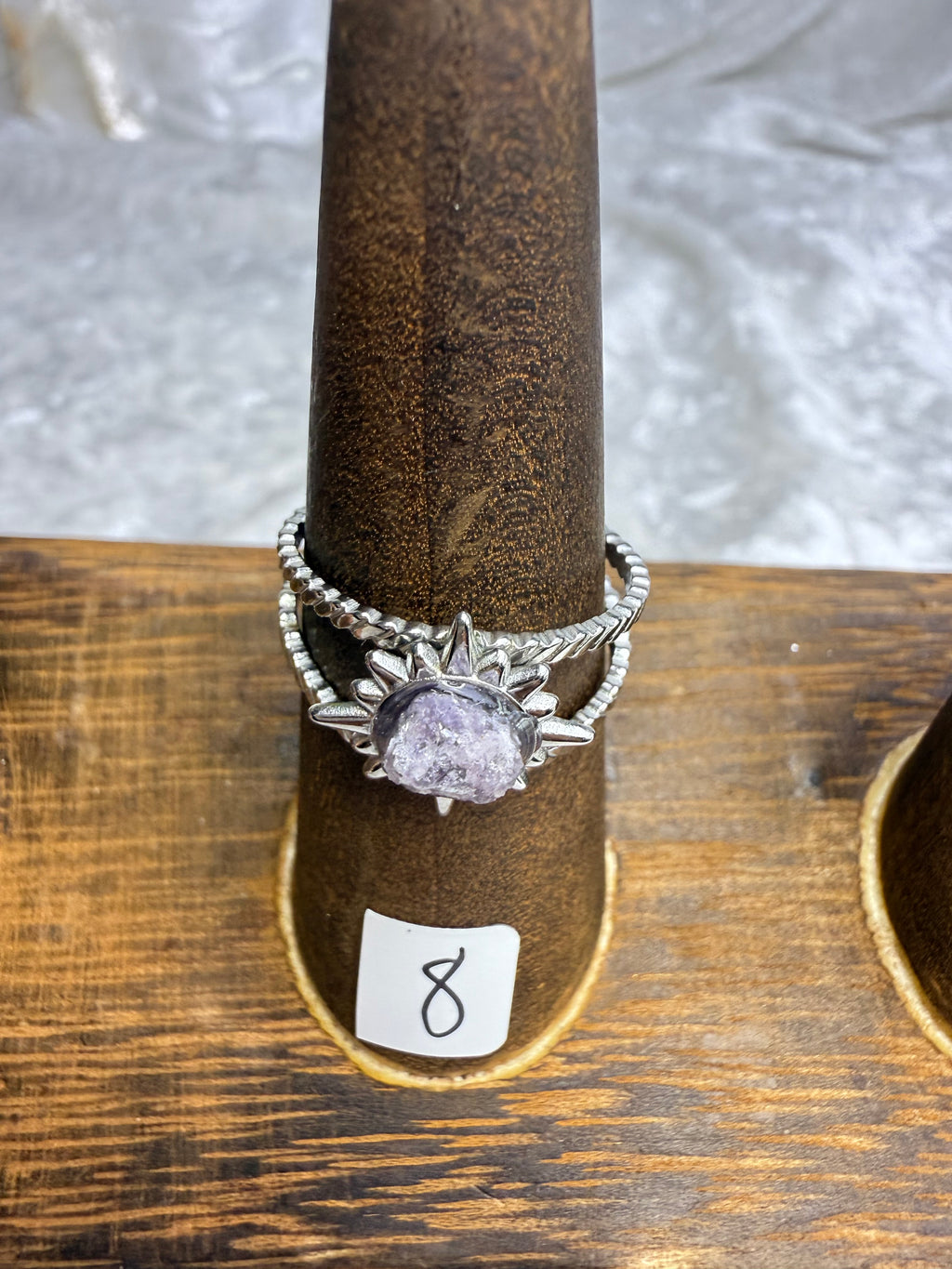 One-of-a-Kind Raw Lepidolite Ring #8 | Handmade Adjustable Hypoallergenic Crystal Jewelry