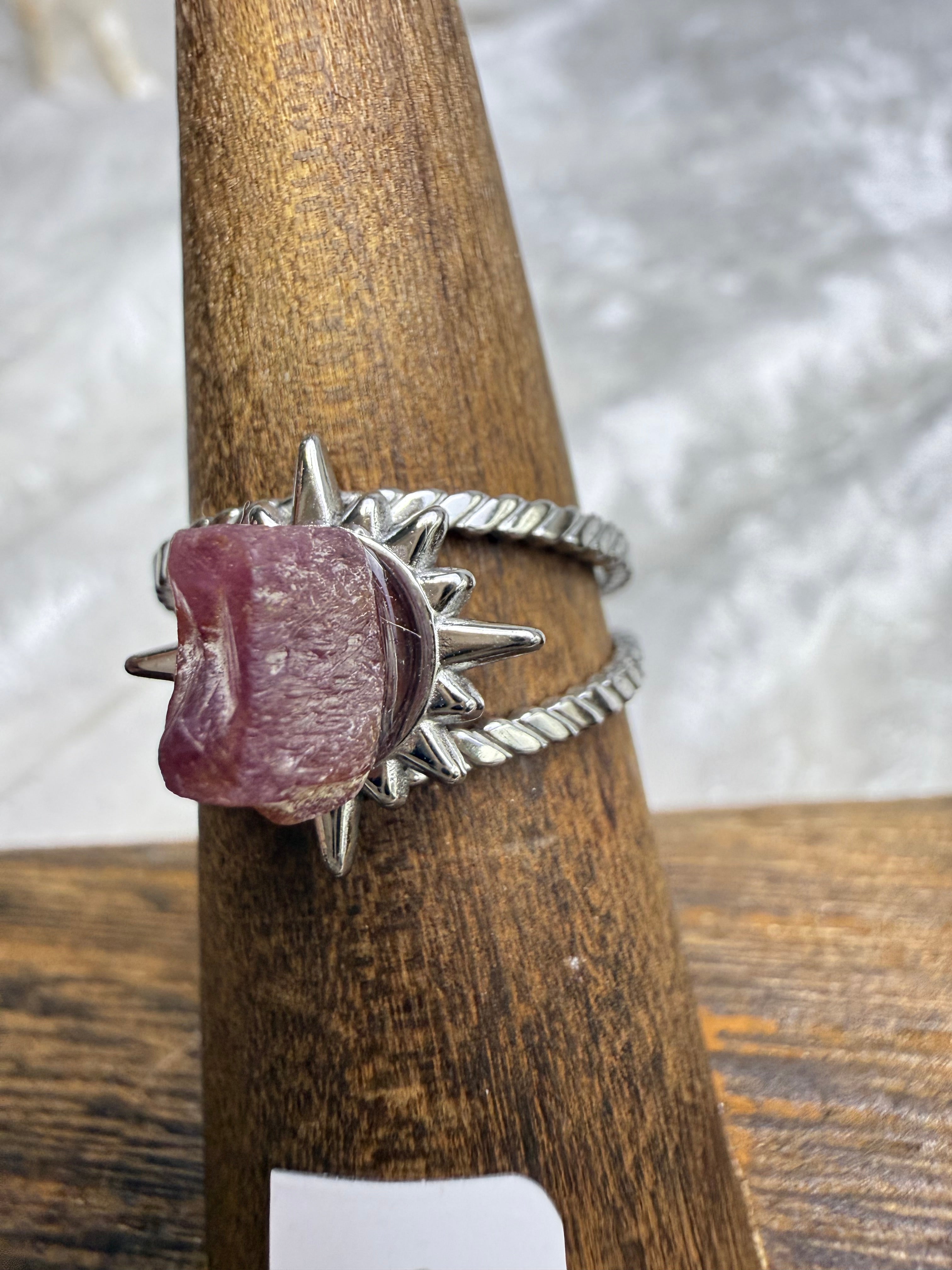 One-of-a-Kind Raw Ruby Ring #2 | Handmade Adjustable Hypoallergenic Crystal Jewelry