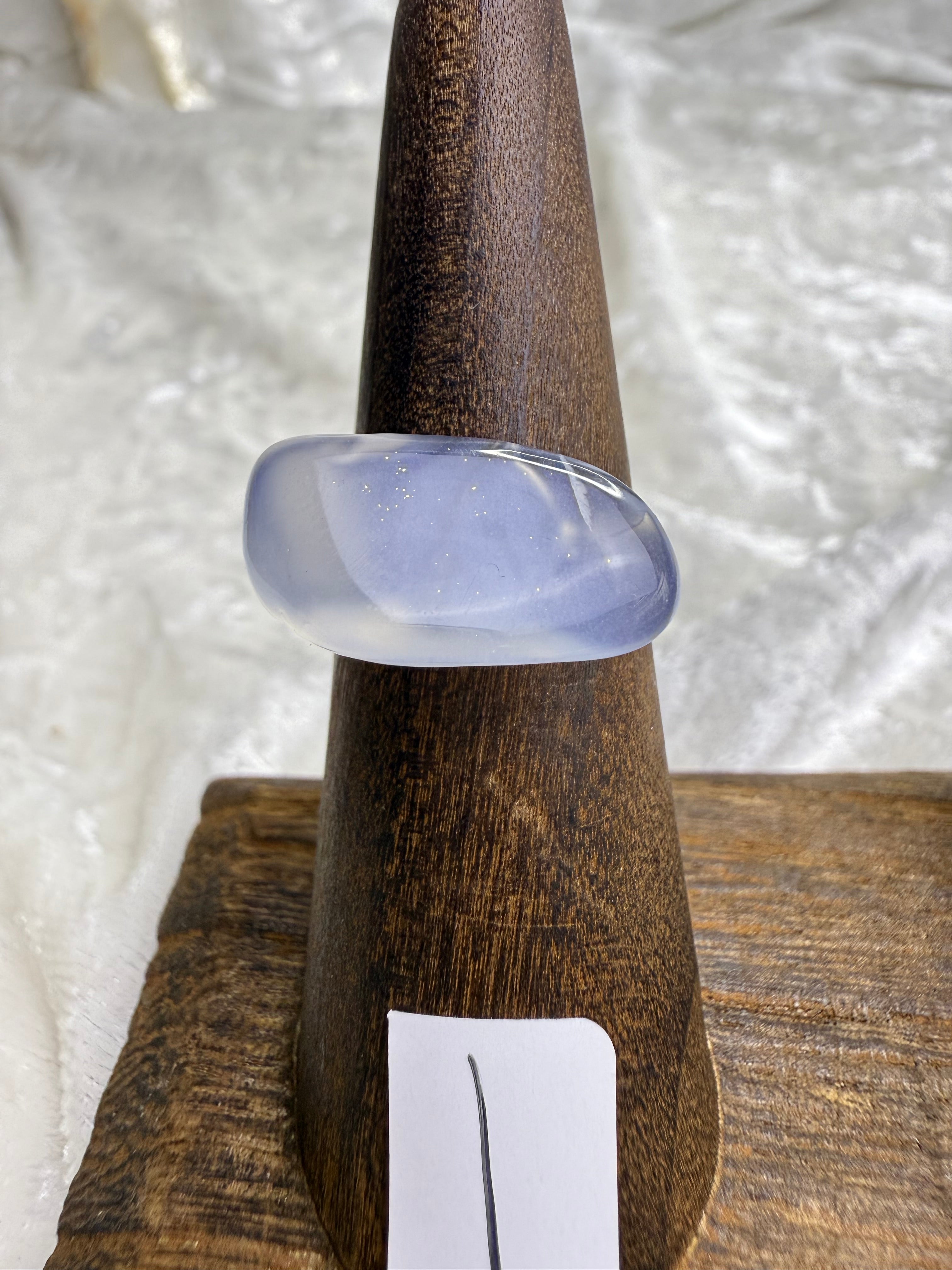 One-of-a-Kind Raw Blue Chalcedony Ring #1 | Handmade Adjustable Hypoallergenic Crystal Jewelry