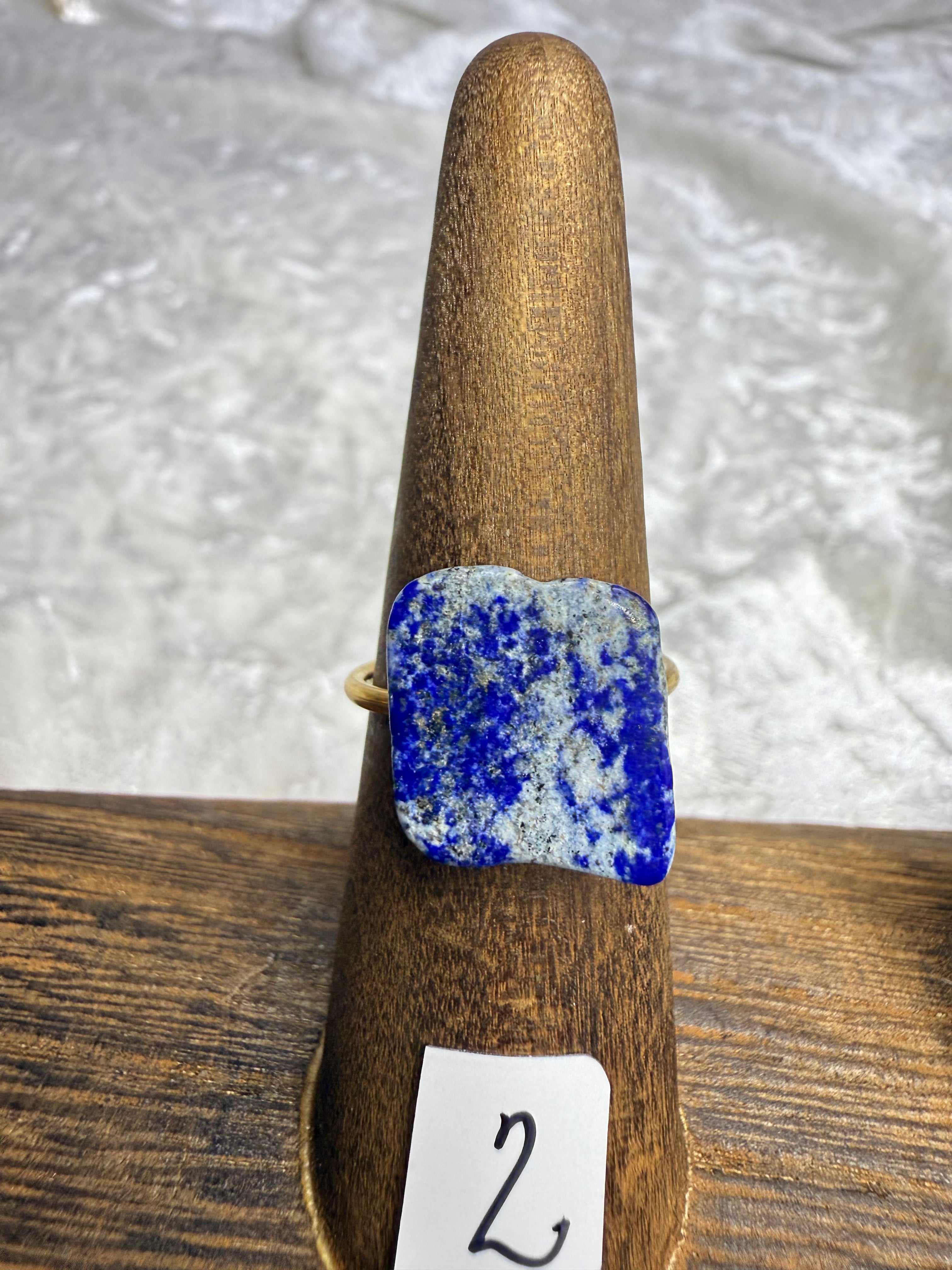 One-of-a-Kind Raw Lapis Lazuli Ring #2 | Handmade Adjustable Hypoallergenic Crystal Jewelry