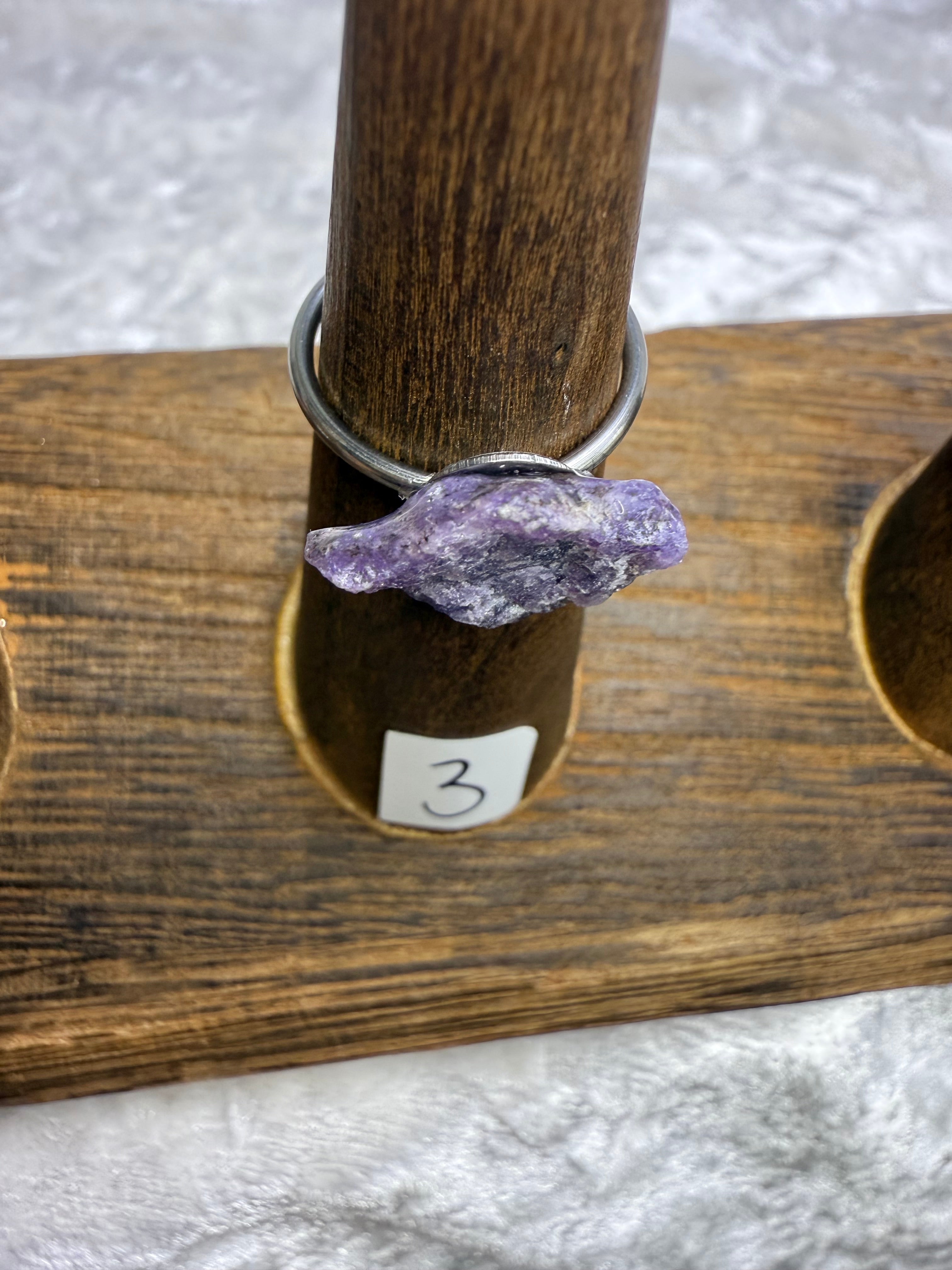 One-of-a-Kind Raw Lepidolite Ring #3 | Handmade Adjustable Hypoallergenic Crystal Jewelry