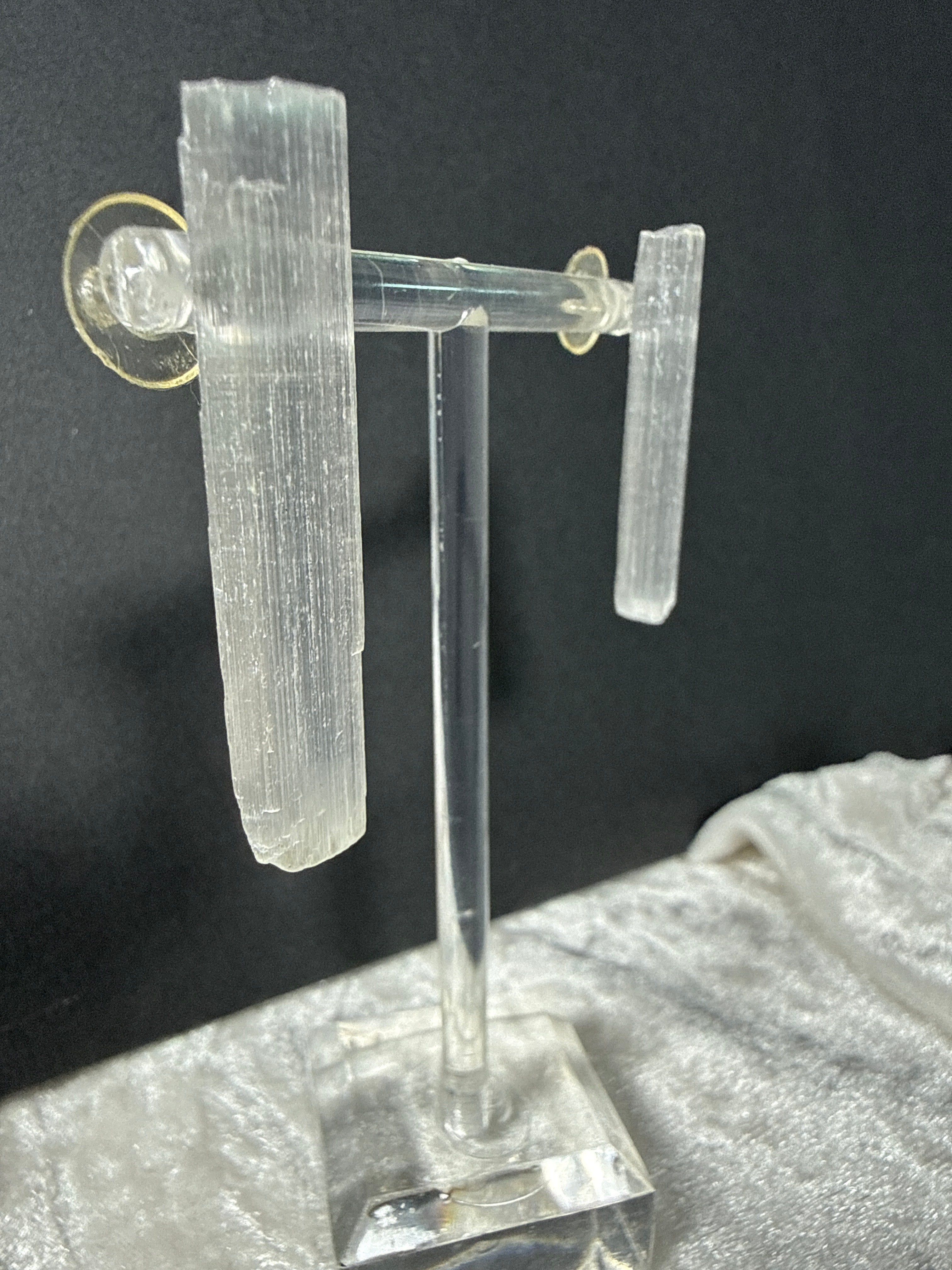Raw Selenite Wand Crystal Earrings