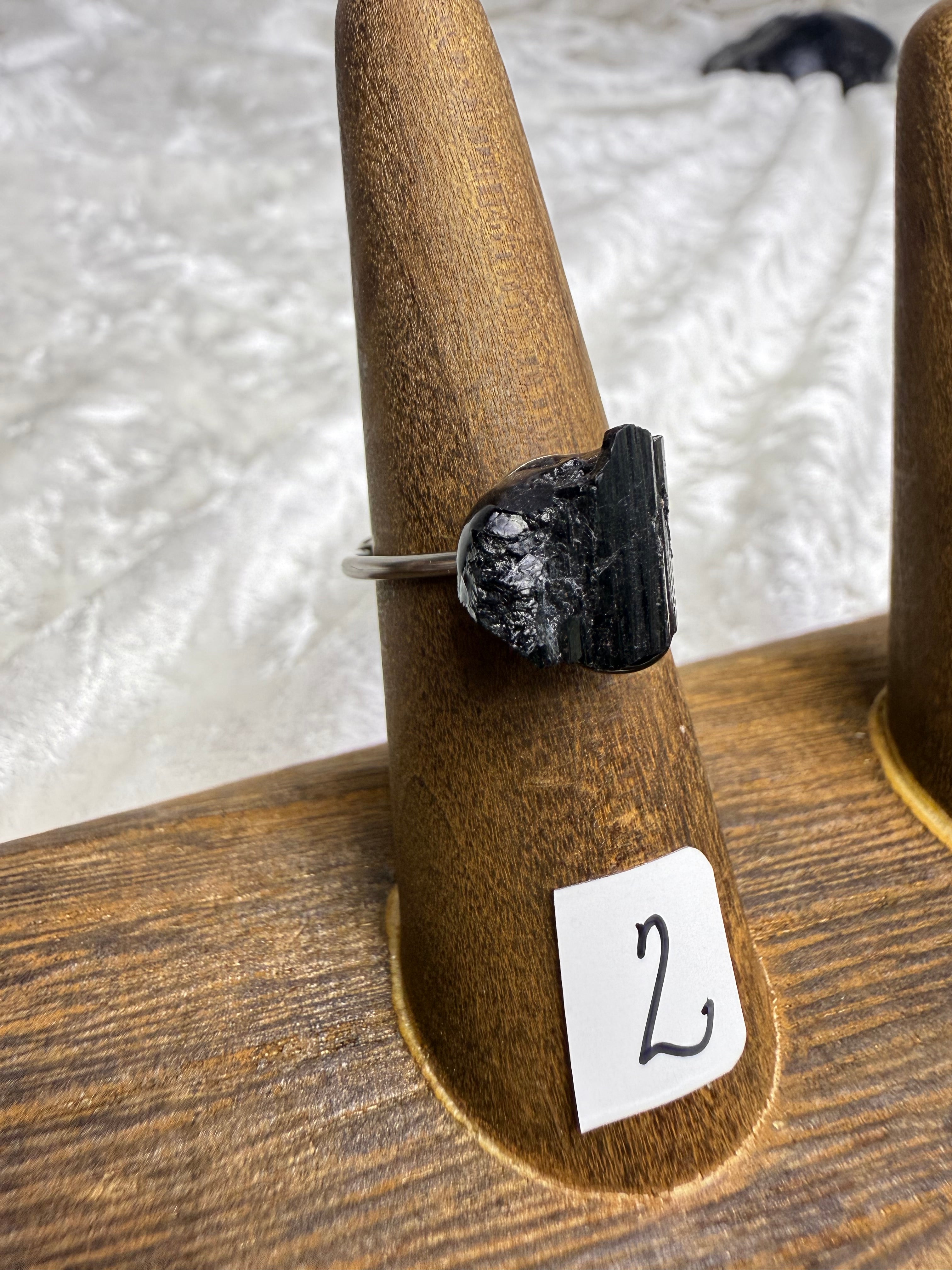 One-of-a-Kind Raw Black Tourmaline Ring #2 | Handmade Adjustable Hypoallergenic Crystal Jewelry