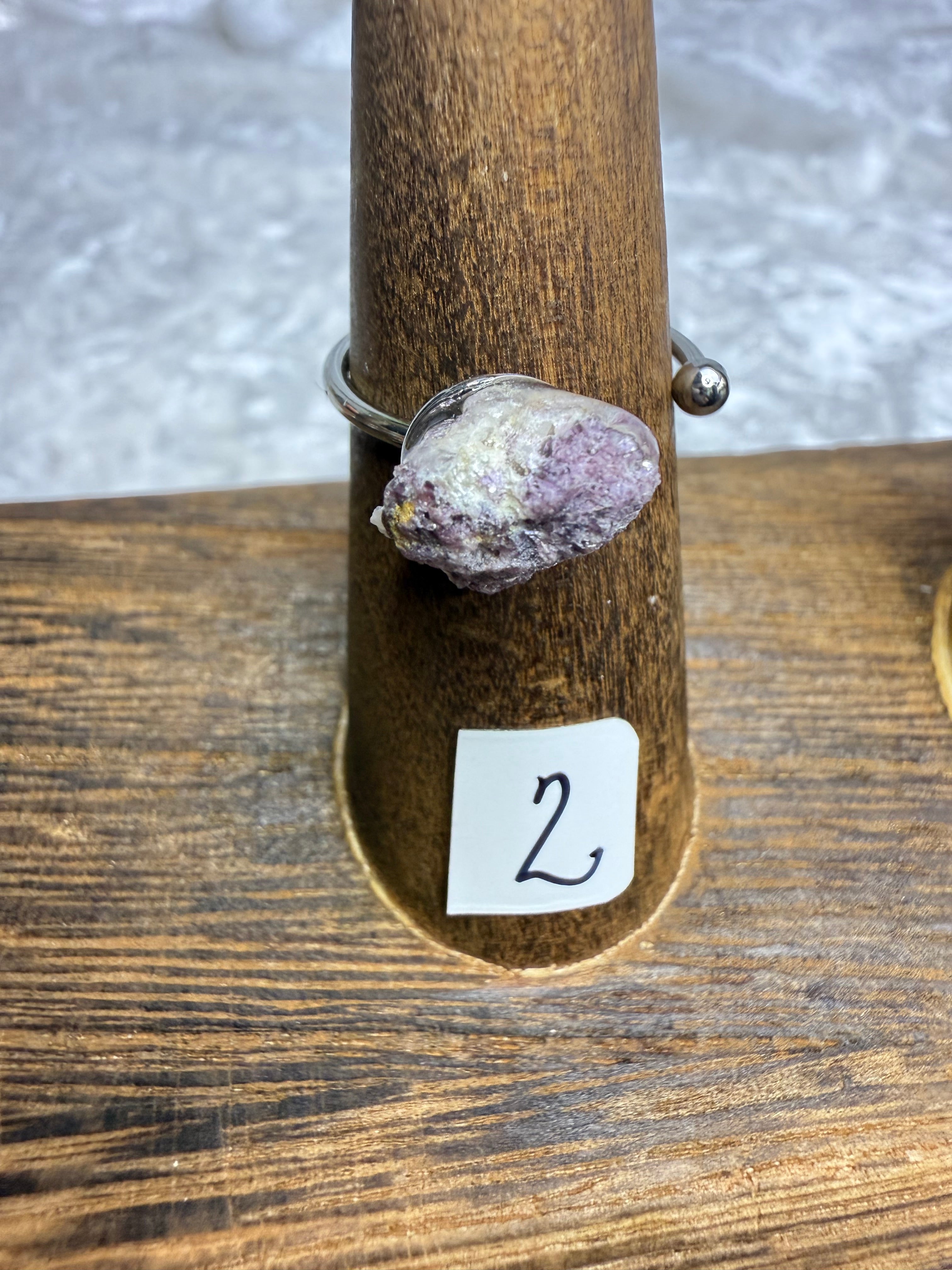 One-of-a-Kind Raw Lepidolite Ring #2 | Handmade Adjustable Hypoallergenic Crystal Jewelry