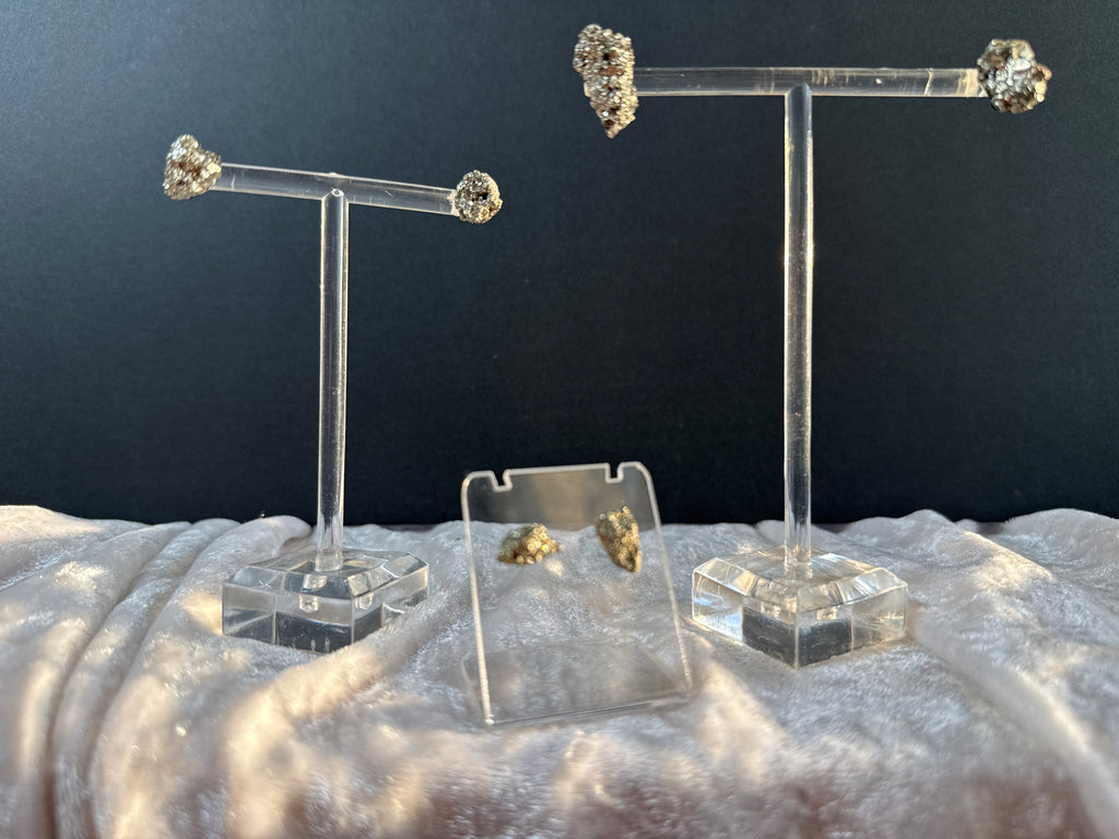 Raw Pyrite Crystal Earrings - Metal Free