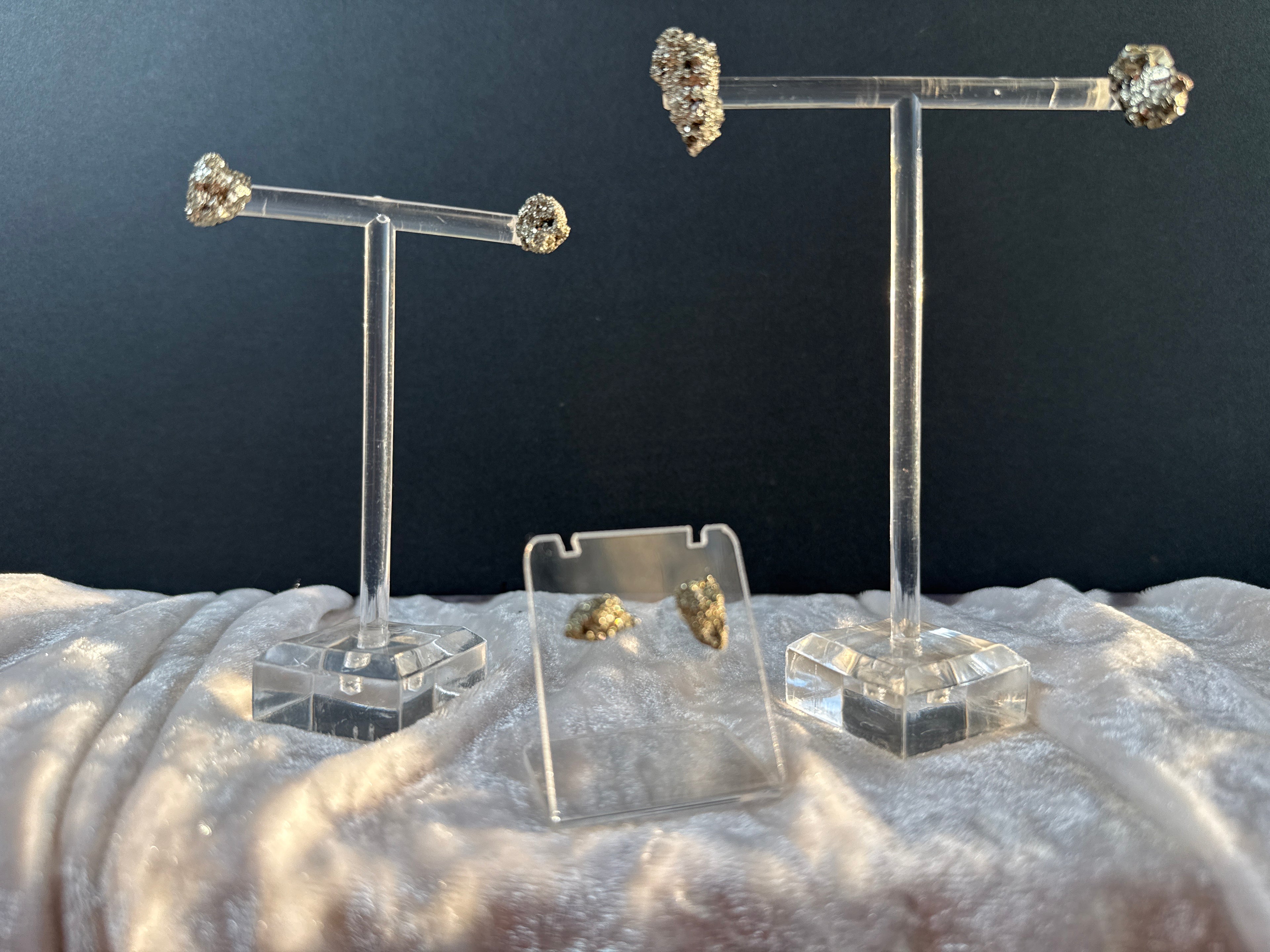 Raw Pyrite Crystal Earrings - Metal Free
