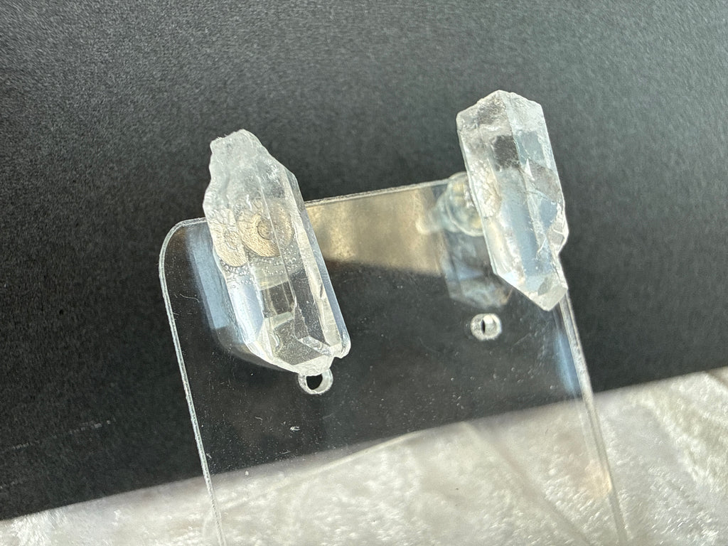 Clear Quartz Raw Crystal Earrings