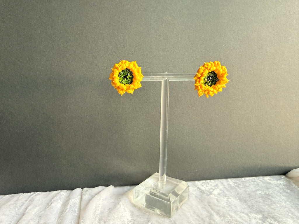 Sunflower Floral Sculpture Earrings