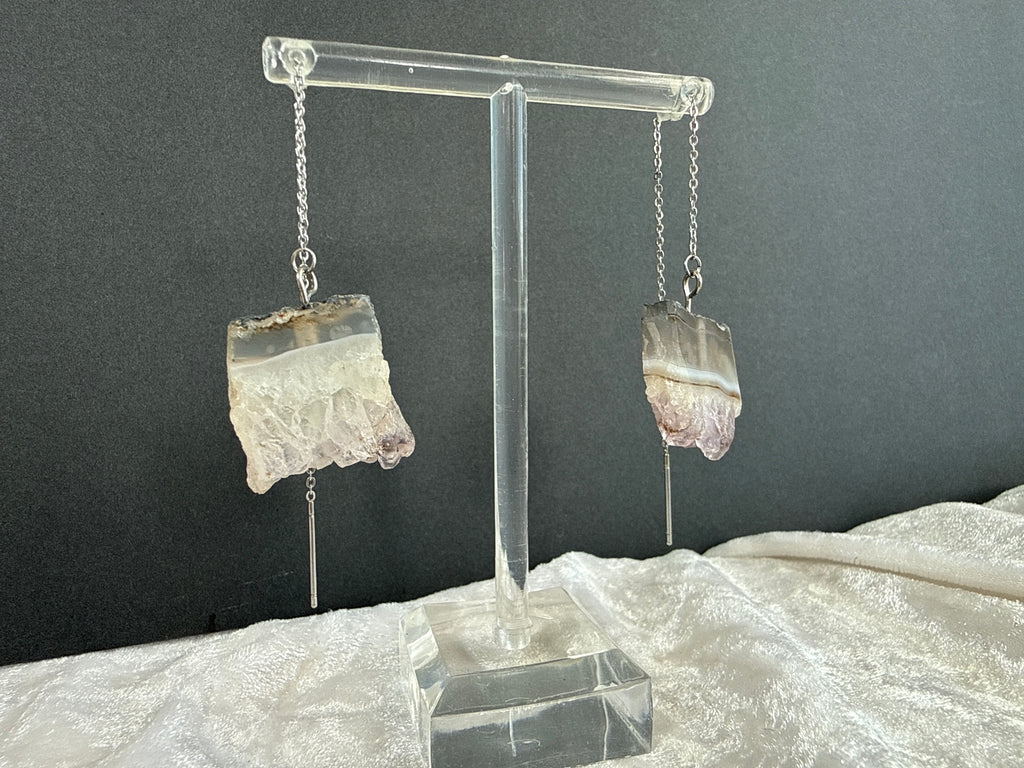 Raw Amethyst Crystal Threader Earrings