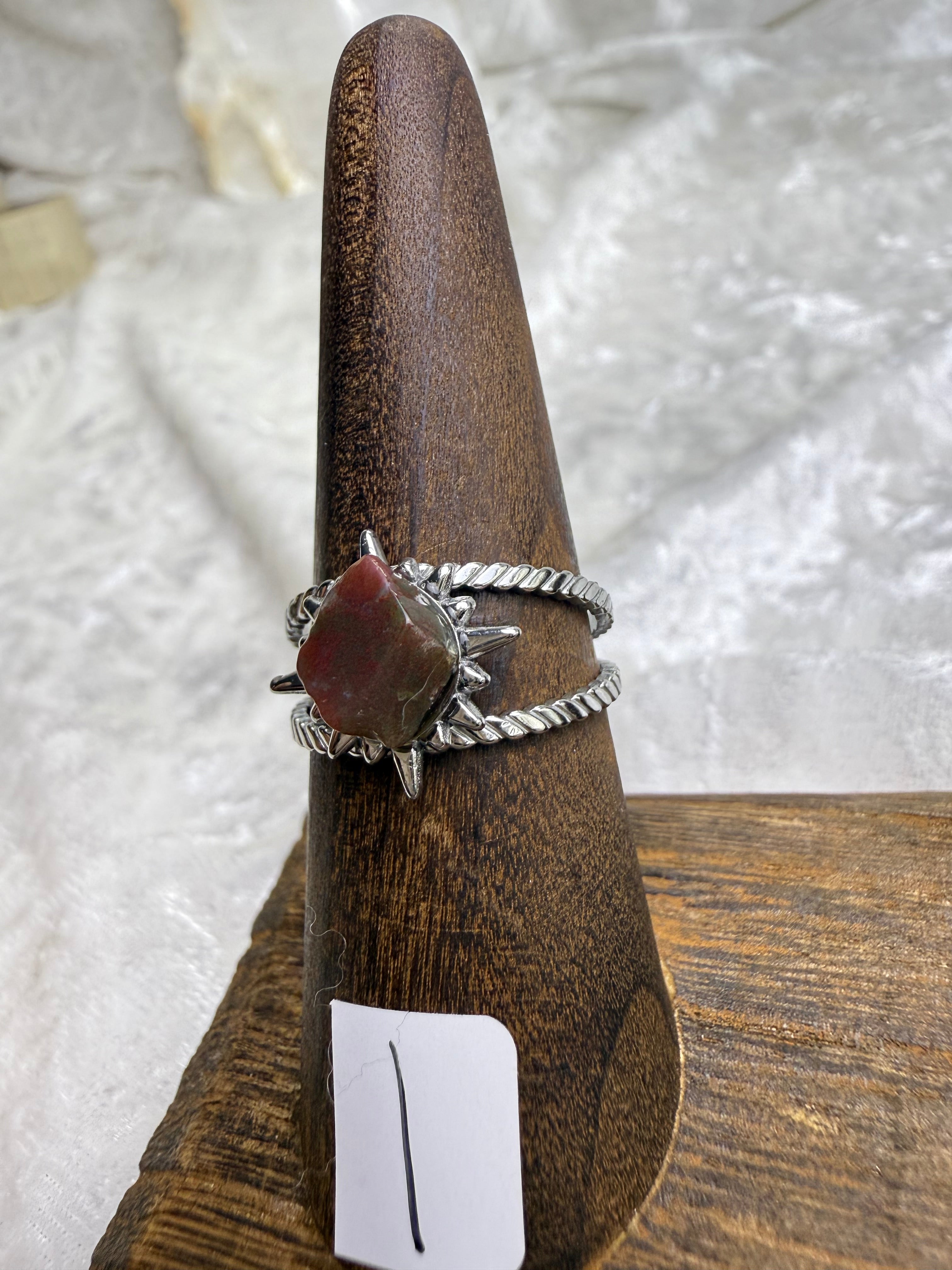 One-of-a-Kind Raw Bloodstone Ring #1 | Handmade Adjustable Hypoallergenic Crystal Jewelry
