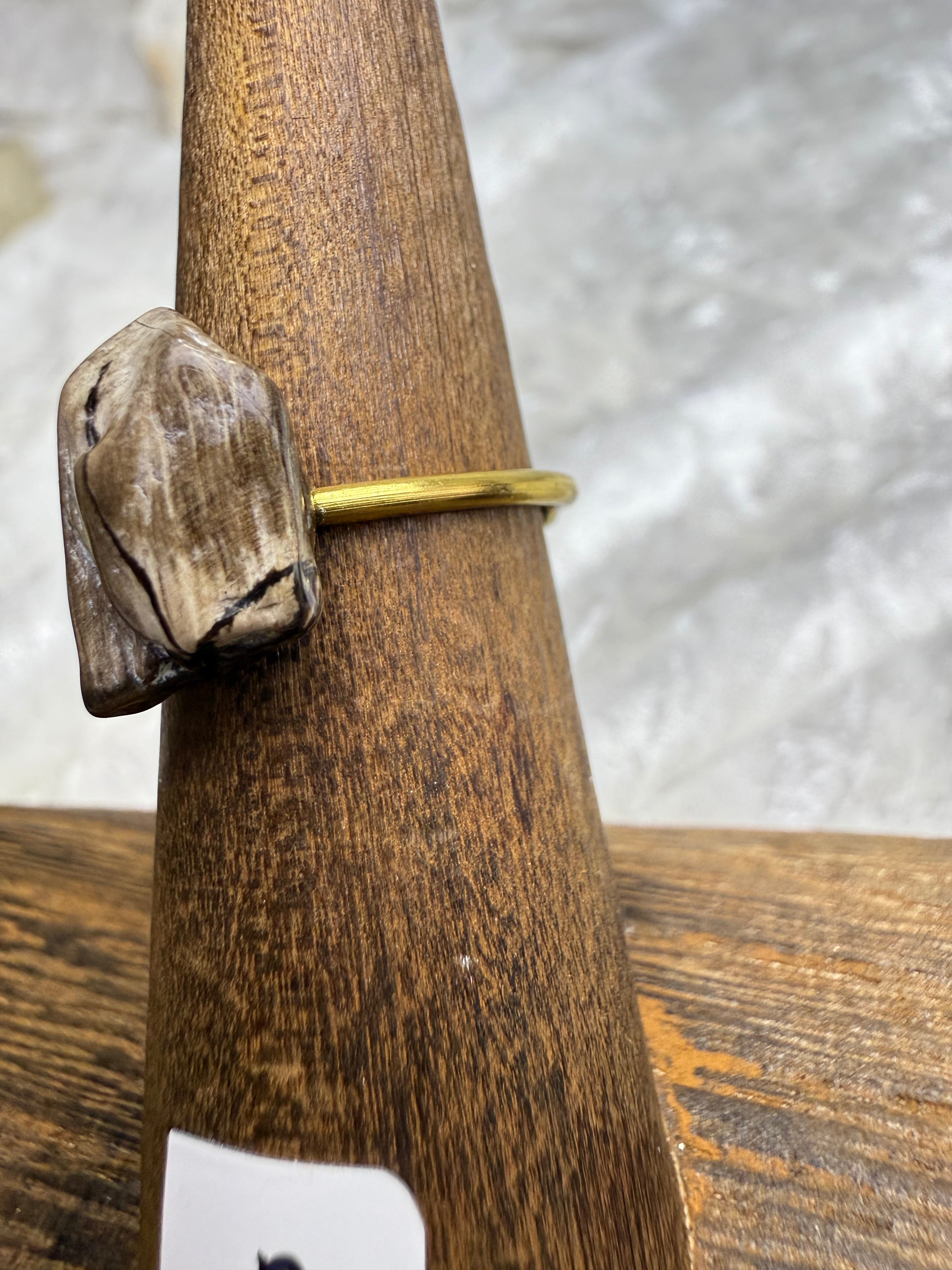 One-of-a-Kind Raw Petrified Wood Ring #2 | Handmade Adjustable Hypoallergenic Crystal Jewelry